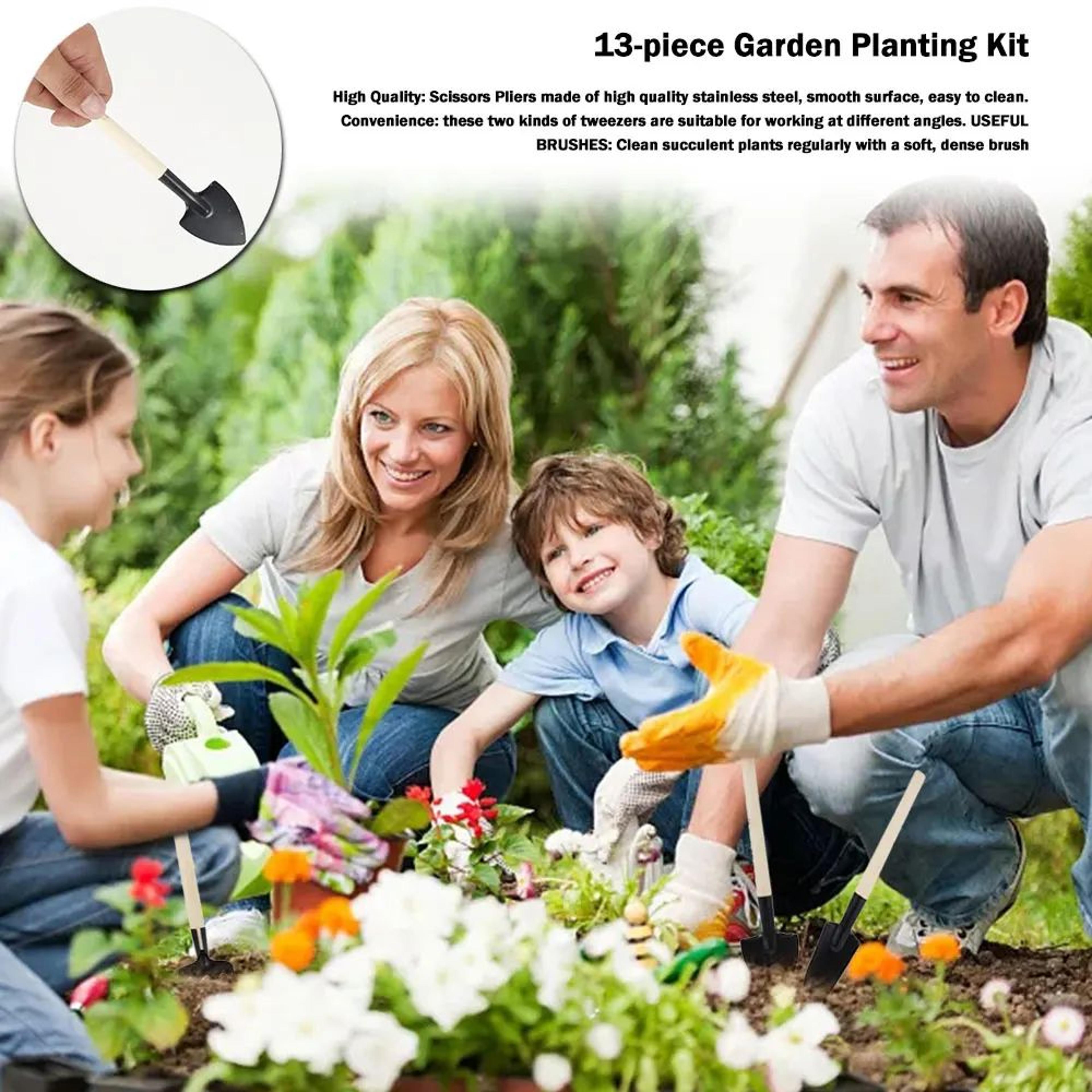 13PCS Mini Garden Tool Set Bonsai Kit With Wooden Handle 2