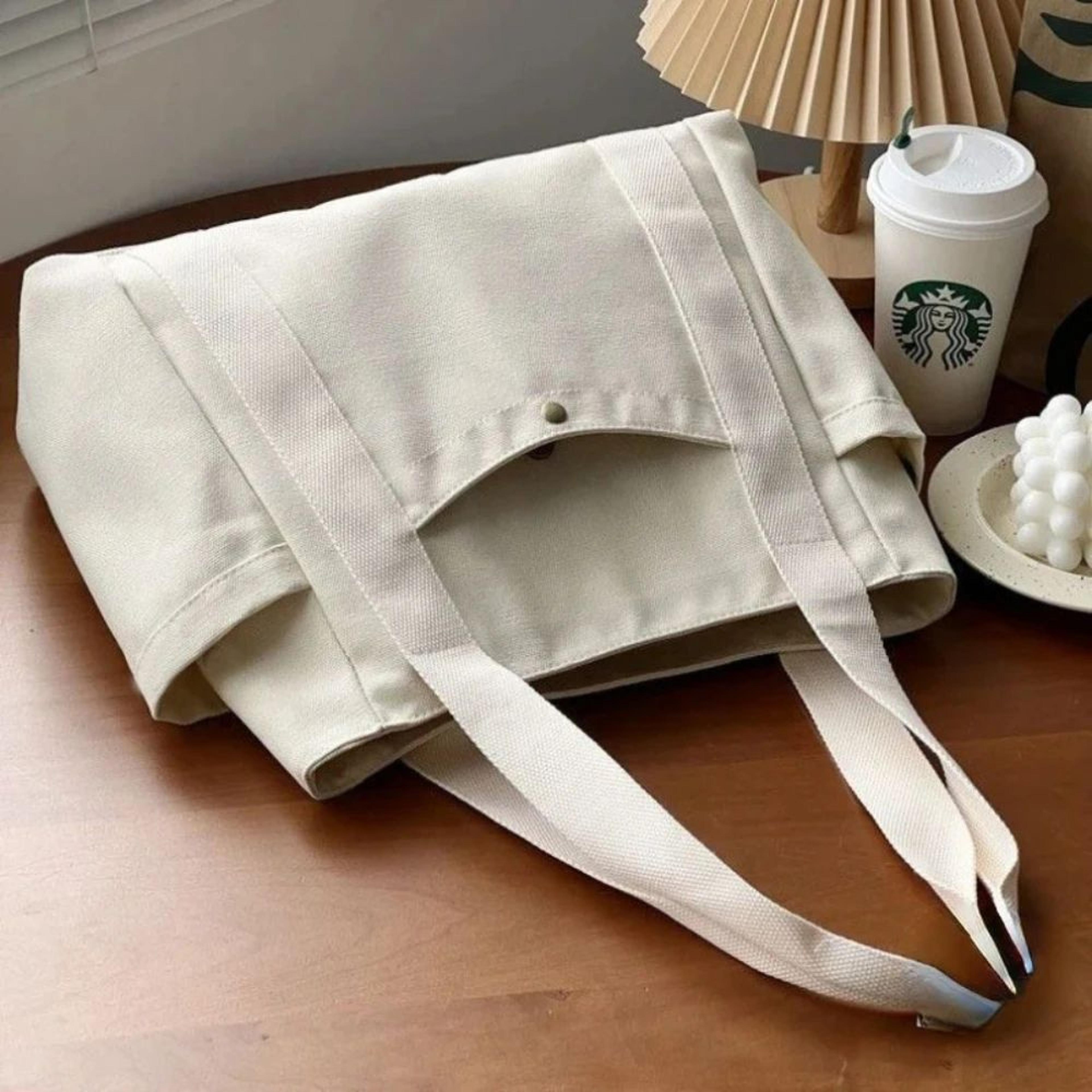 Large Capacity Canvas Tote Bag For Work College Shopping Shoulder Bag 4