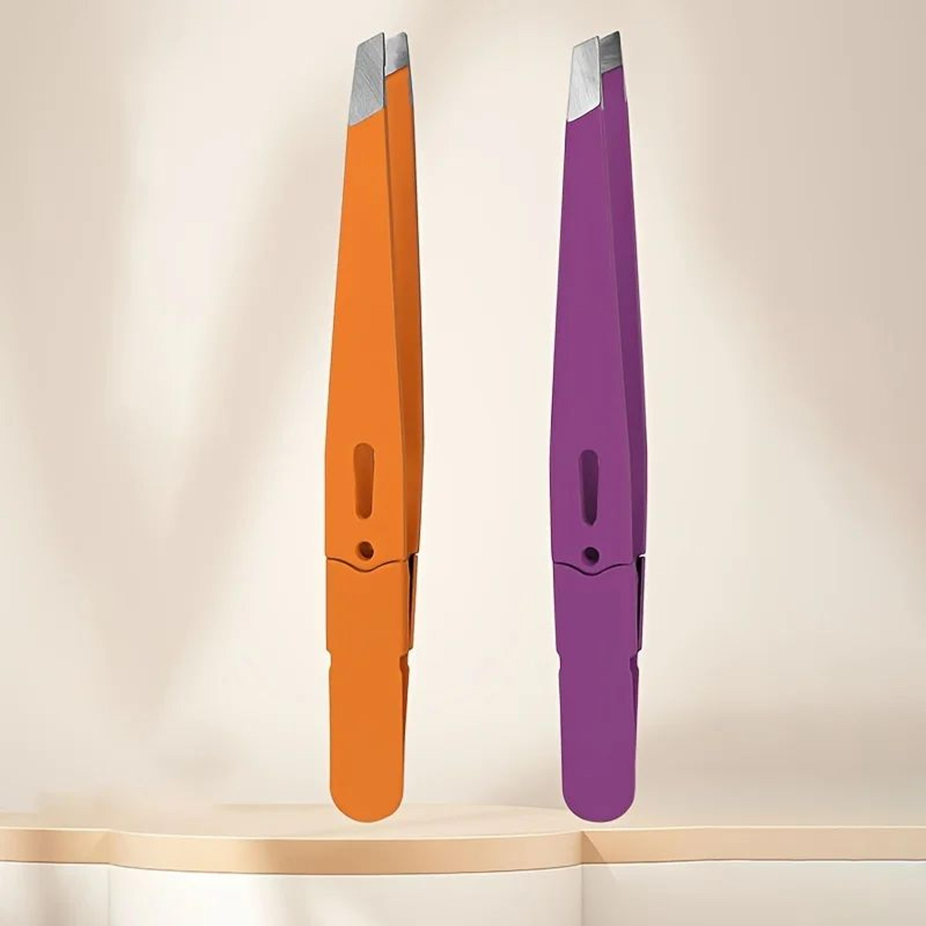 Stainless Steel Eyebrow Tweezers Slanted Tip Precision Hair Removal Tool 12