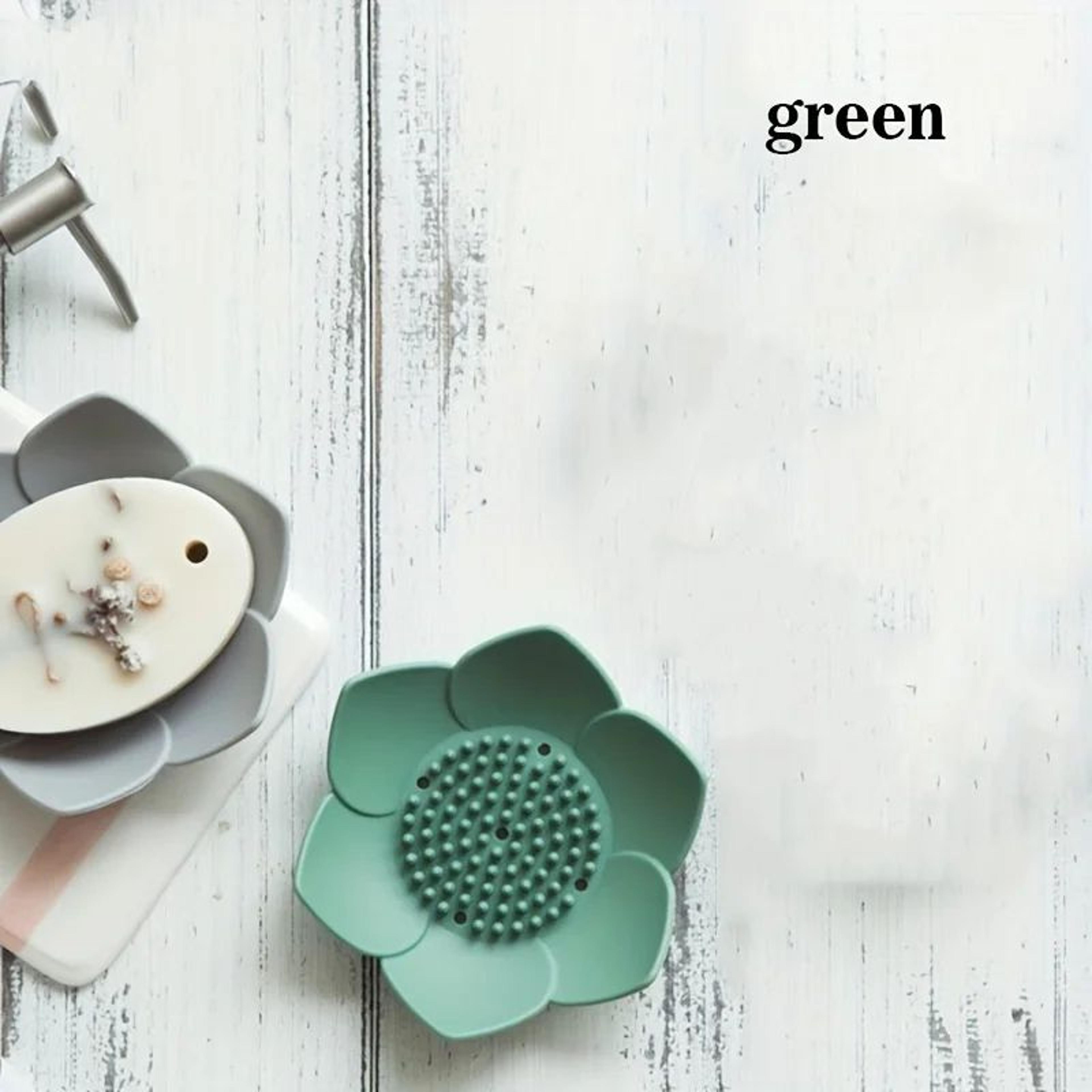Lotus Silicone Soap Holder Drain Box Bathroom Soap Dish 7