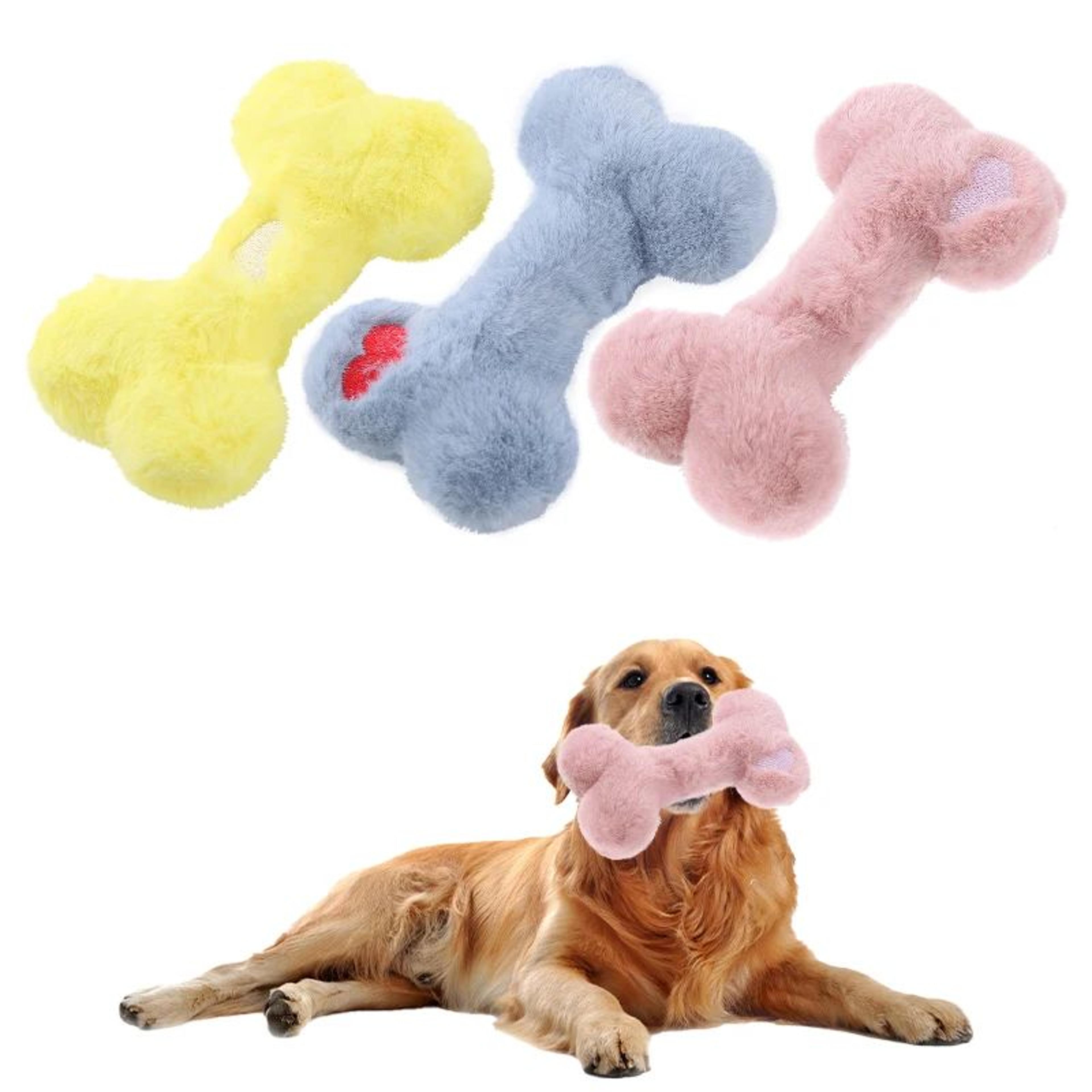 Cute Bone Shaped Squeaky Plush Toy For Dogs 0