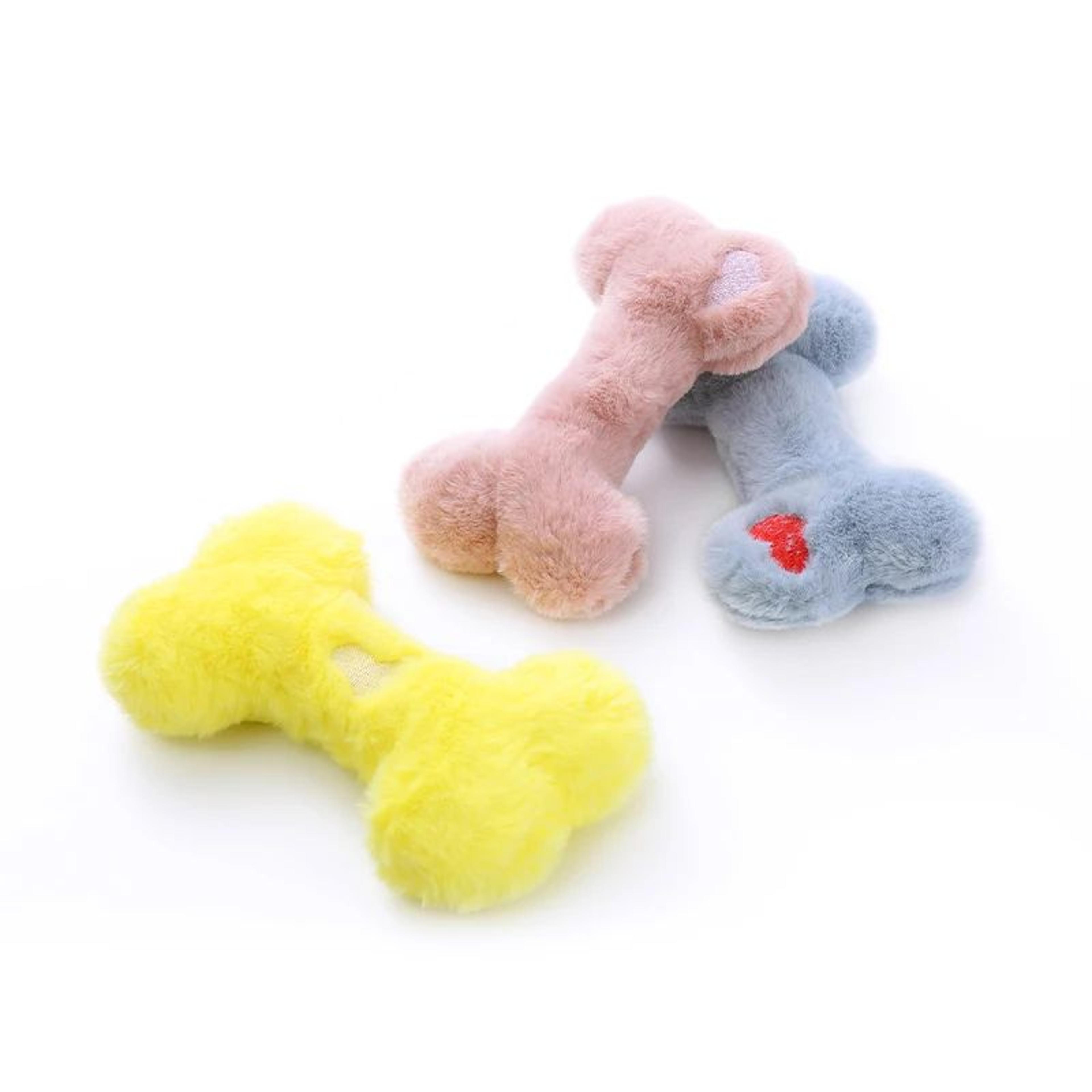 Cute Bone Shaped Squeaky Plush Toy For Dogs 1
