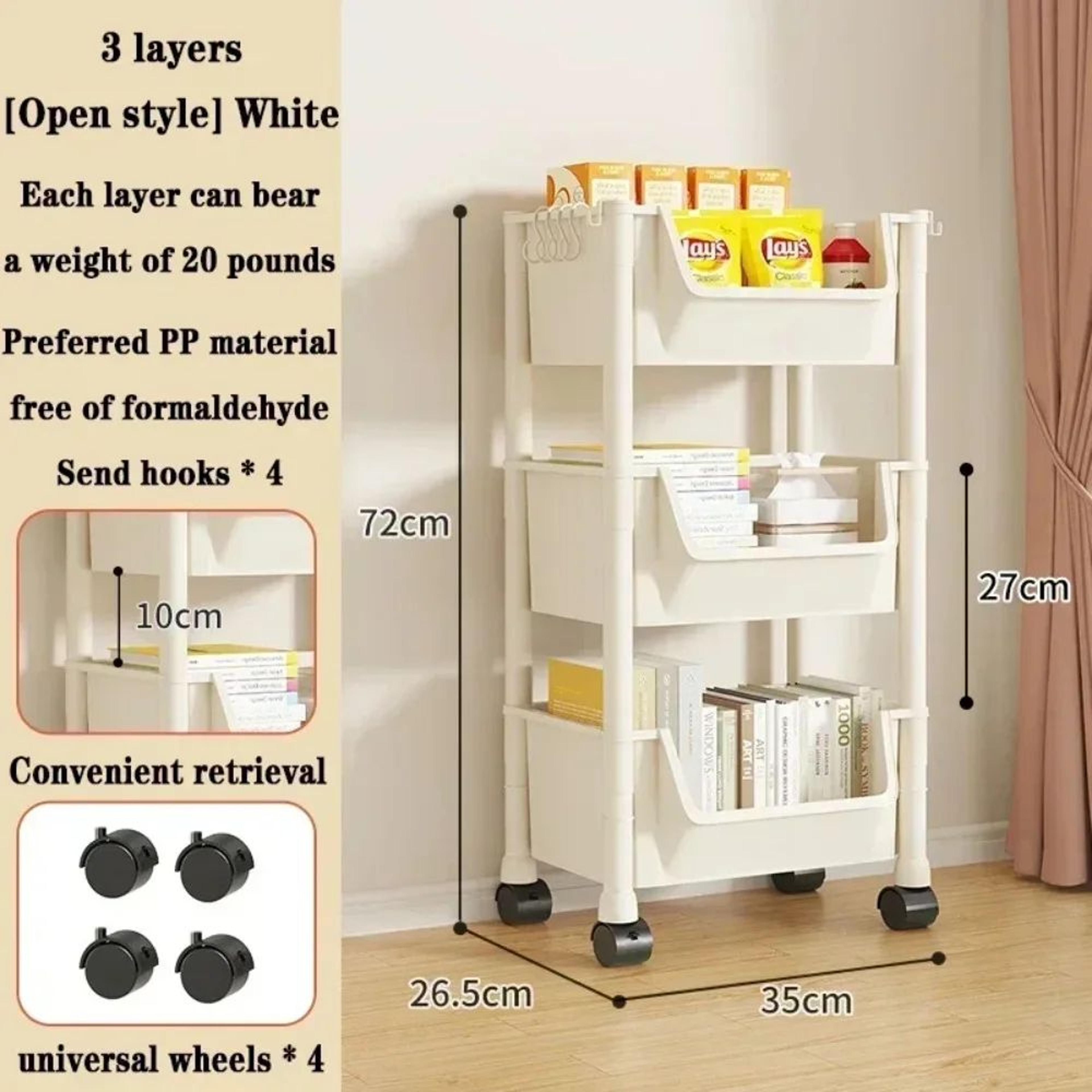 Multi Layer Storage Cart With Wheels Mobile Organizer Rack 4