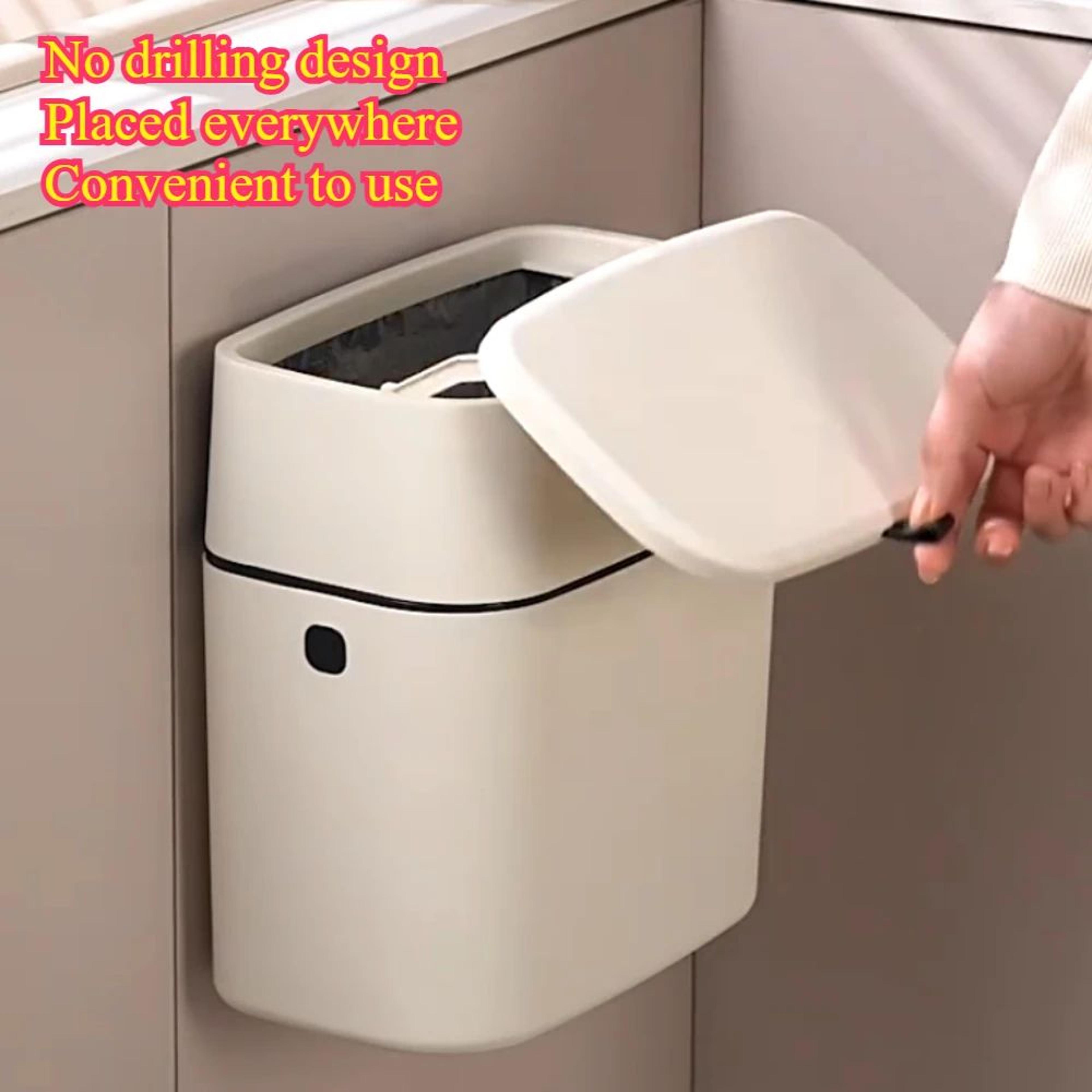 Hanging Trash Bin With Lid Large Capacity Kitchen Organizer 0