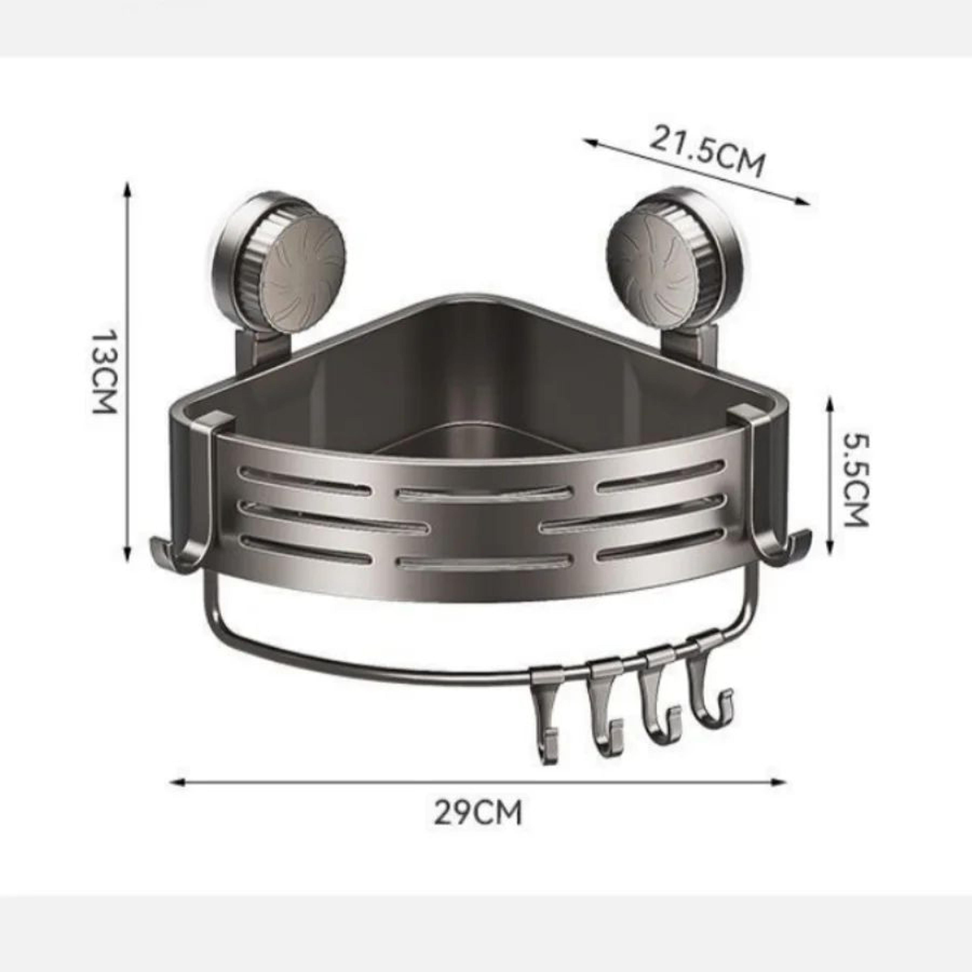 Corner Suction Cup Bathroom Shelf No Drill Storage Basket 7