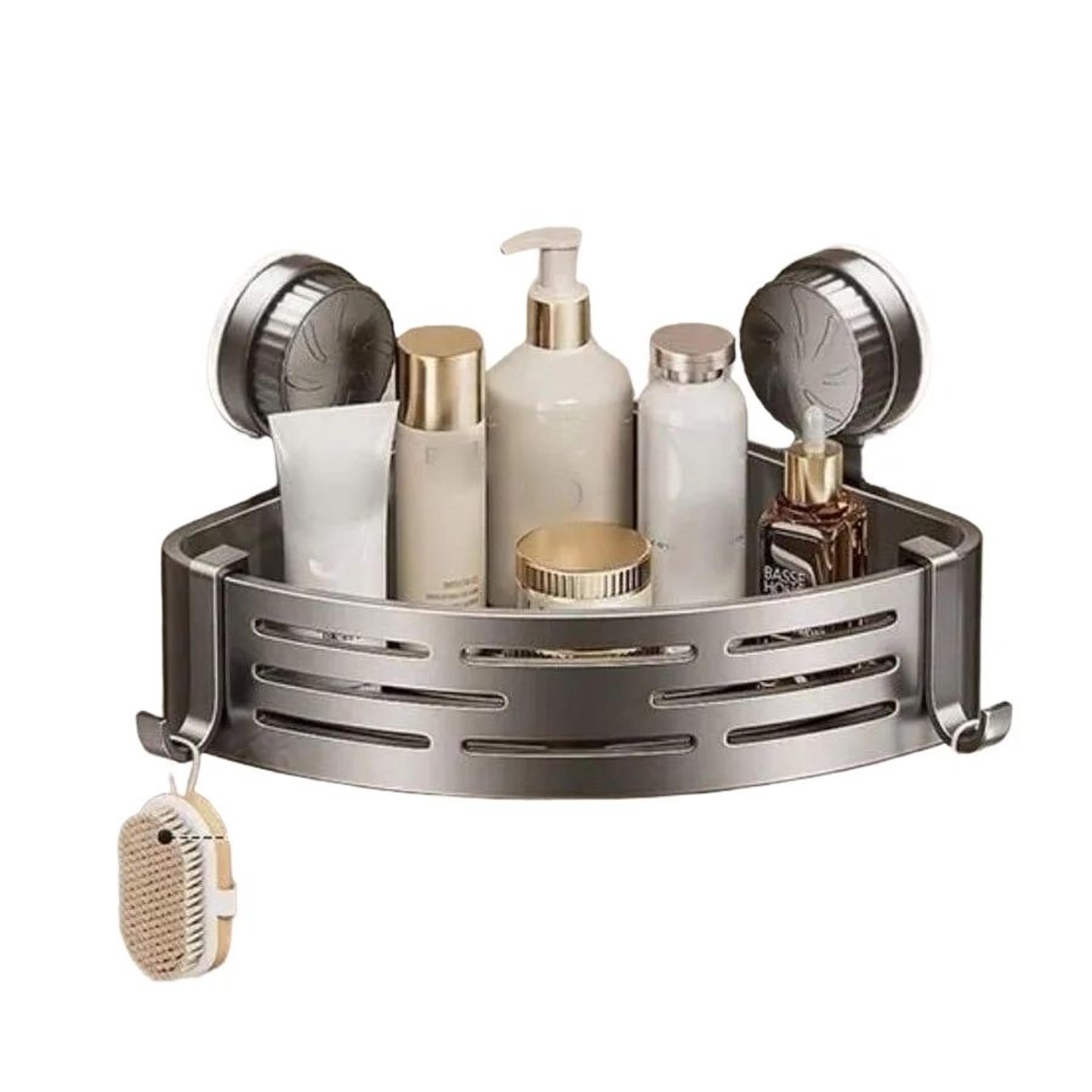 Corner Suction Cup Bathroom Shelf No Drill Storage Basket 6