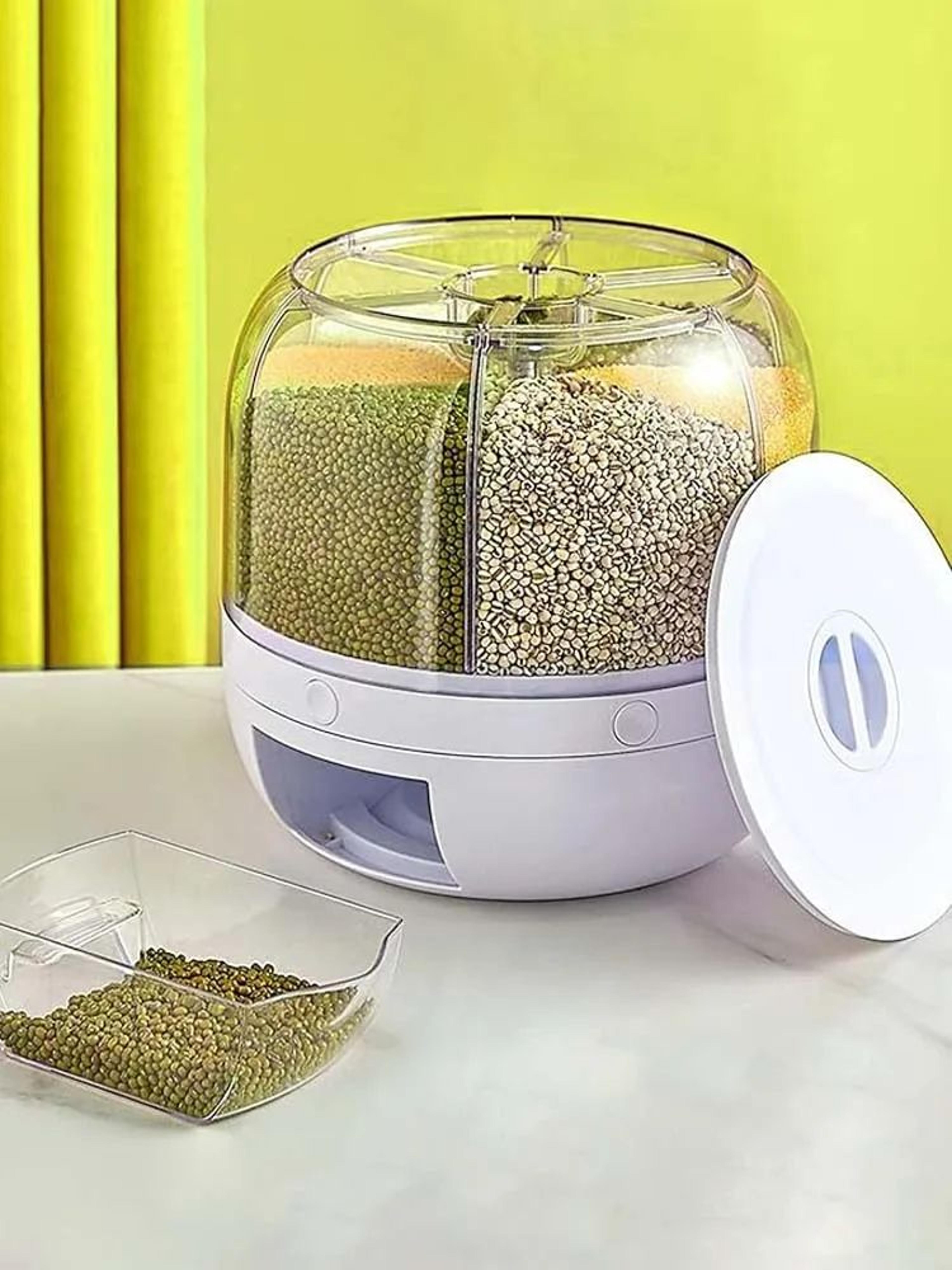 360 Rotating Grain Dispenser 6 Grid Rice Storage Container 6