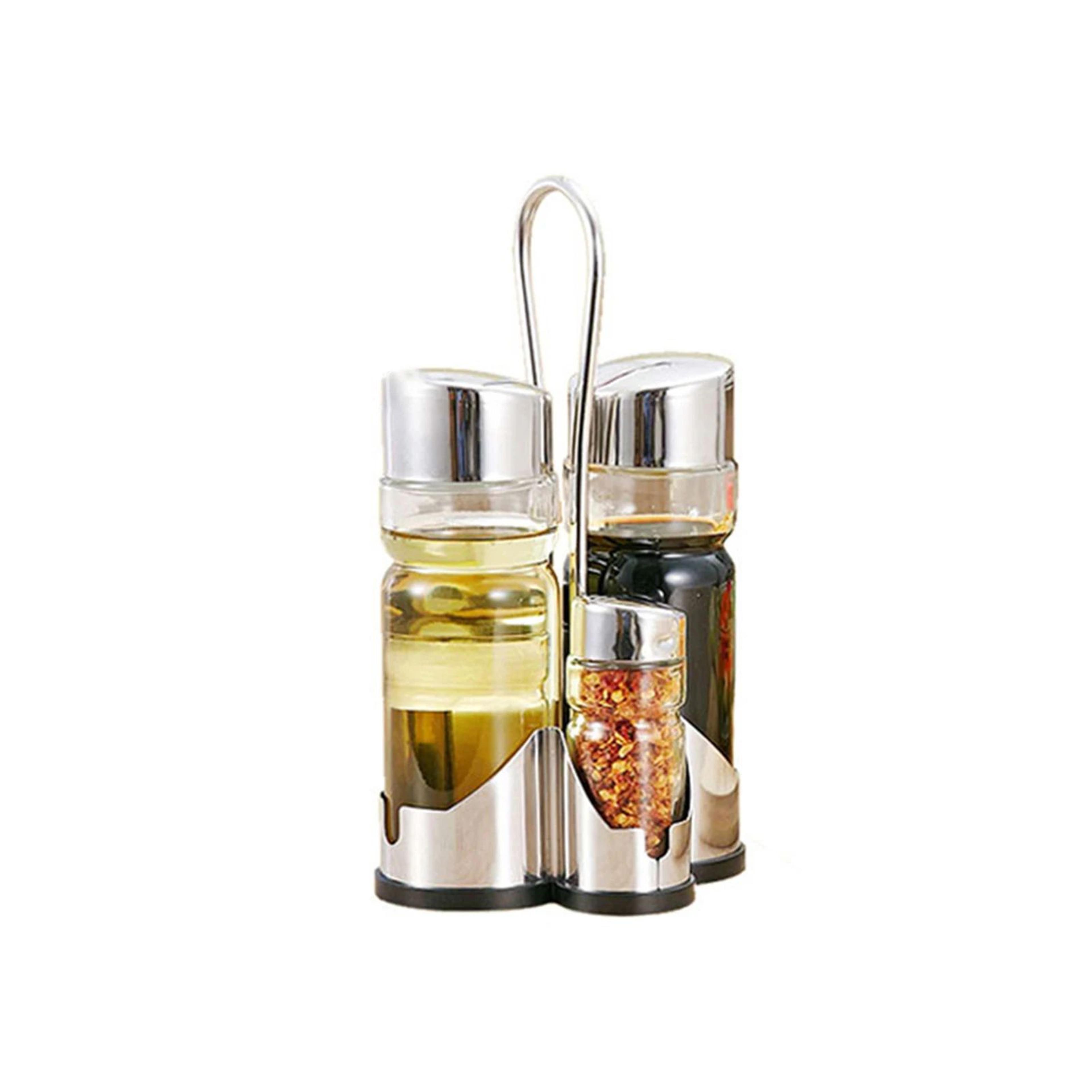 4 In 1 Seasoning Bottle Set With Rack And Dispensers 0