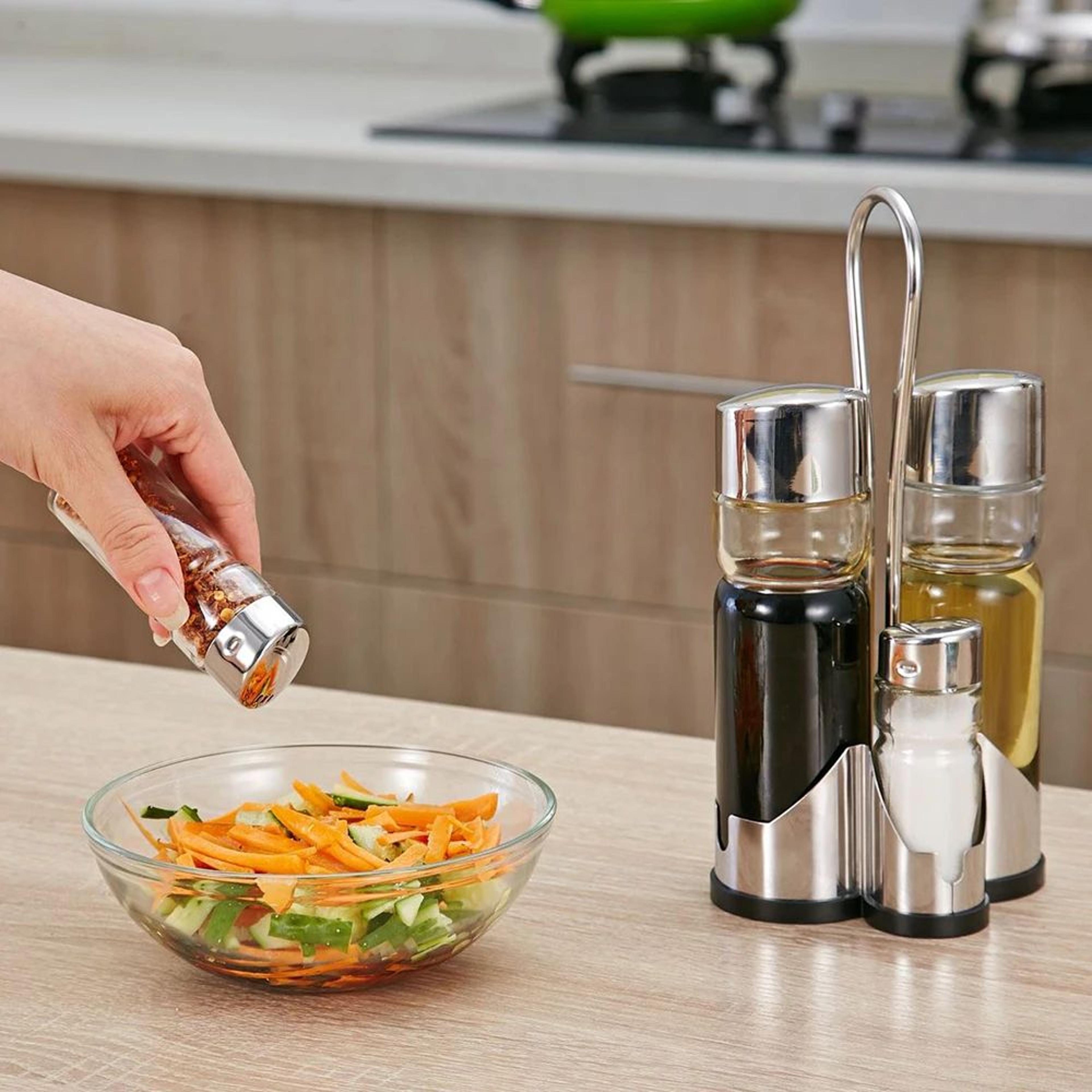4 In 1 Seasoning Bottle Set With Rack And Dispensers 5