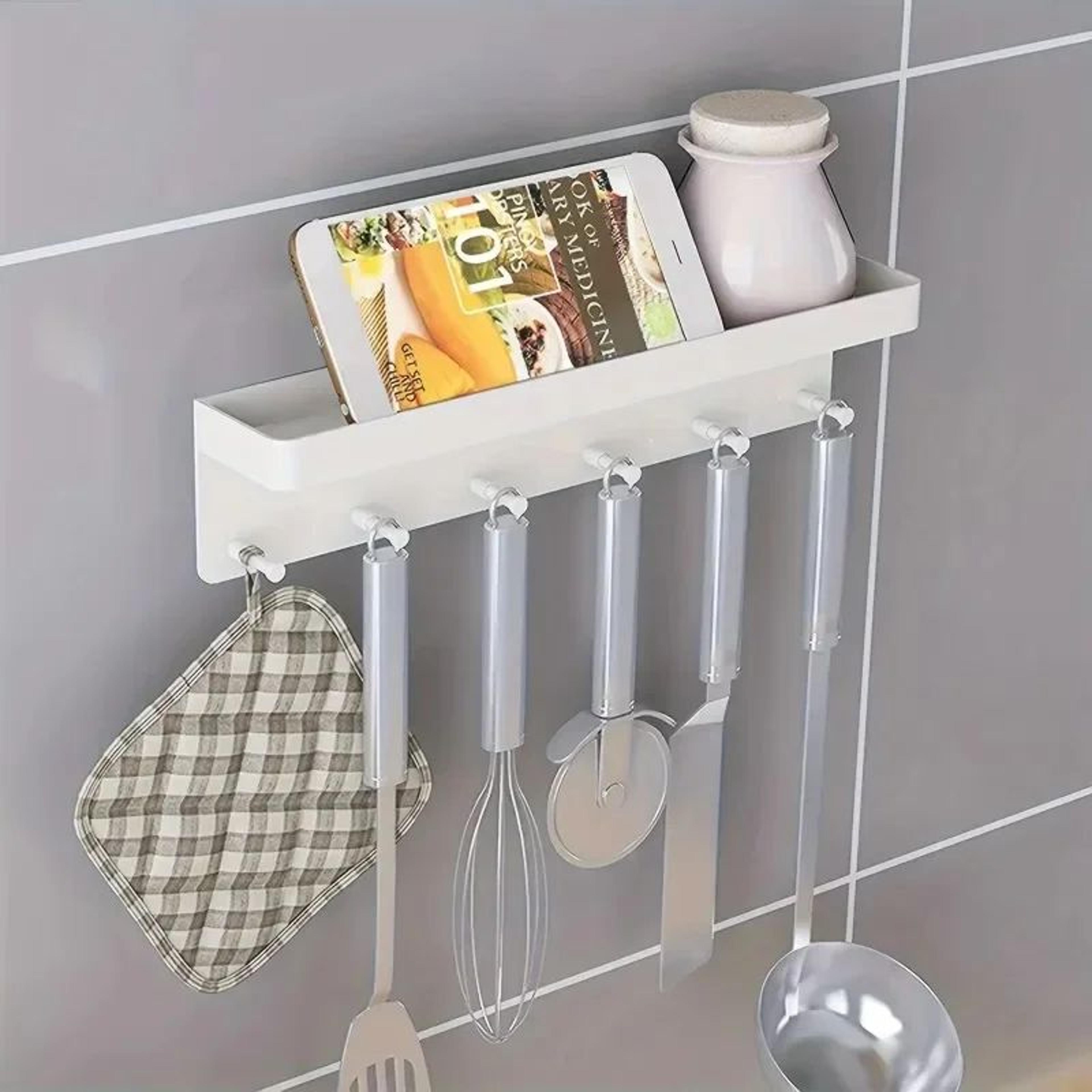 Wall Mounted Key Holder With Shelf And 6 Hooks 2