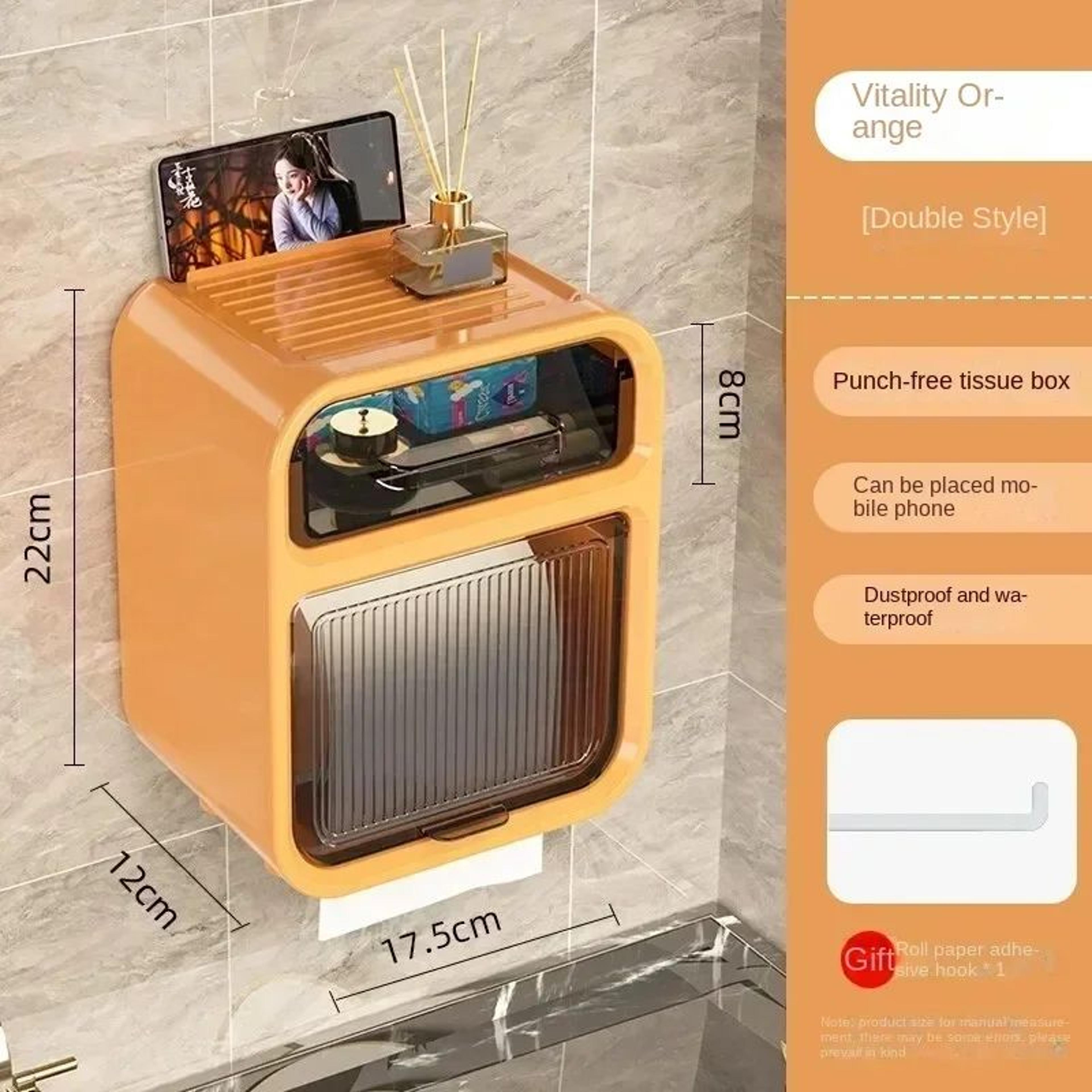 Wall Mounted Toilet Tissue Holder With Storage Rack 11