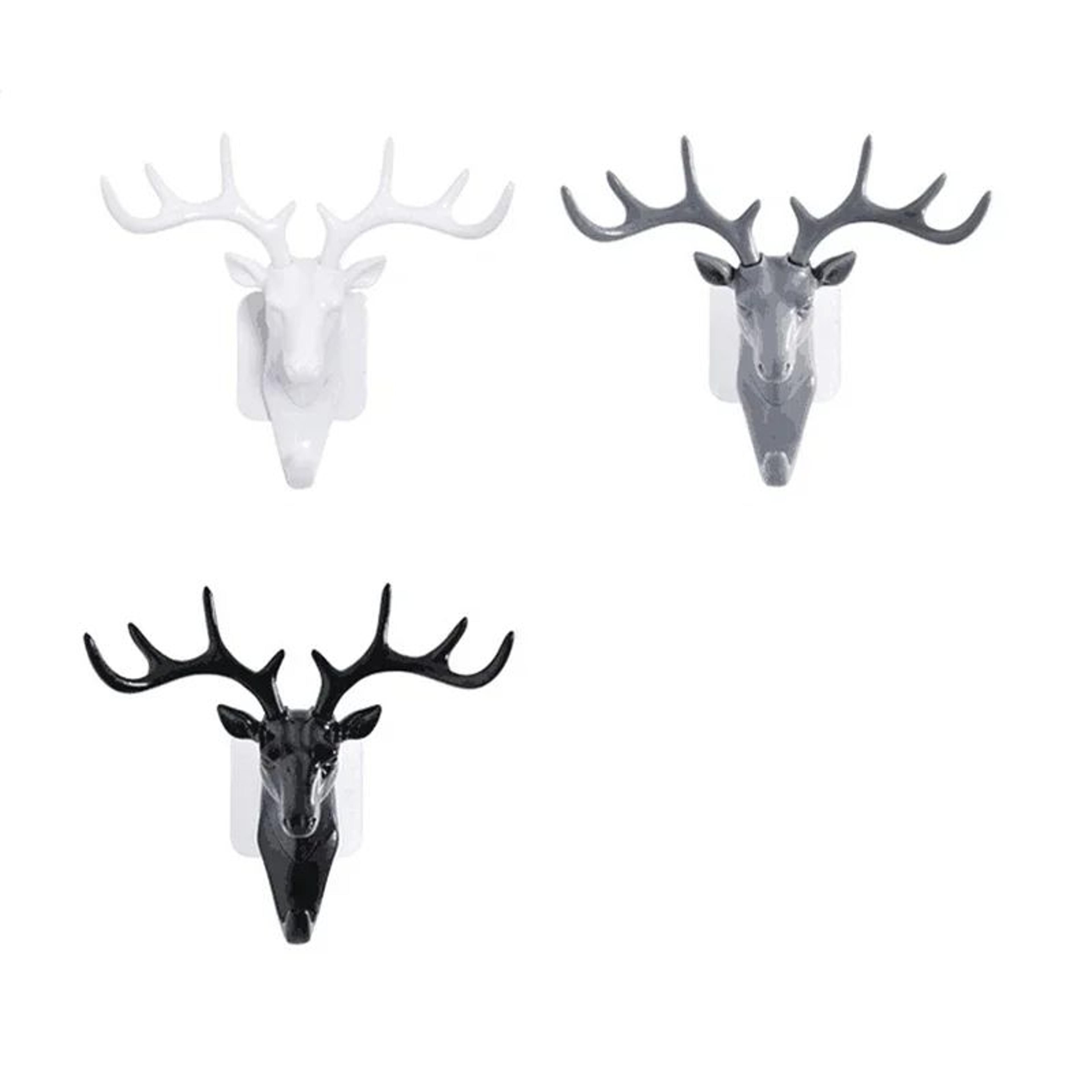 Black Vintage Deer Head Wall Hook Antler Hanger Rack 5