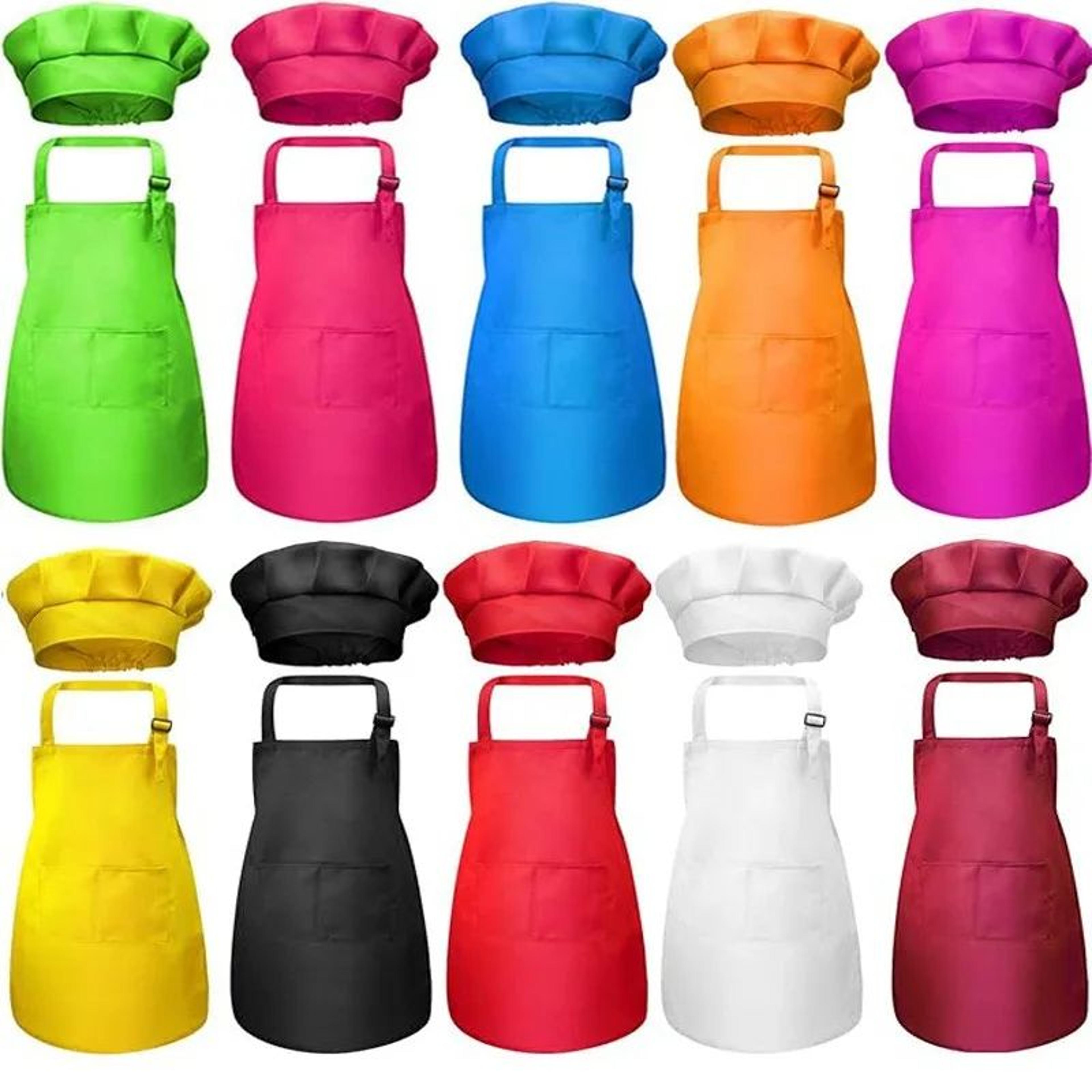 kids chef apron and hat set for cooking and crafts