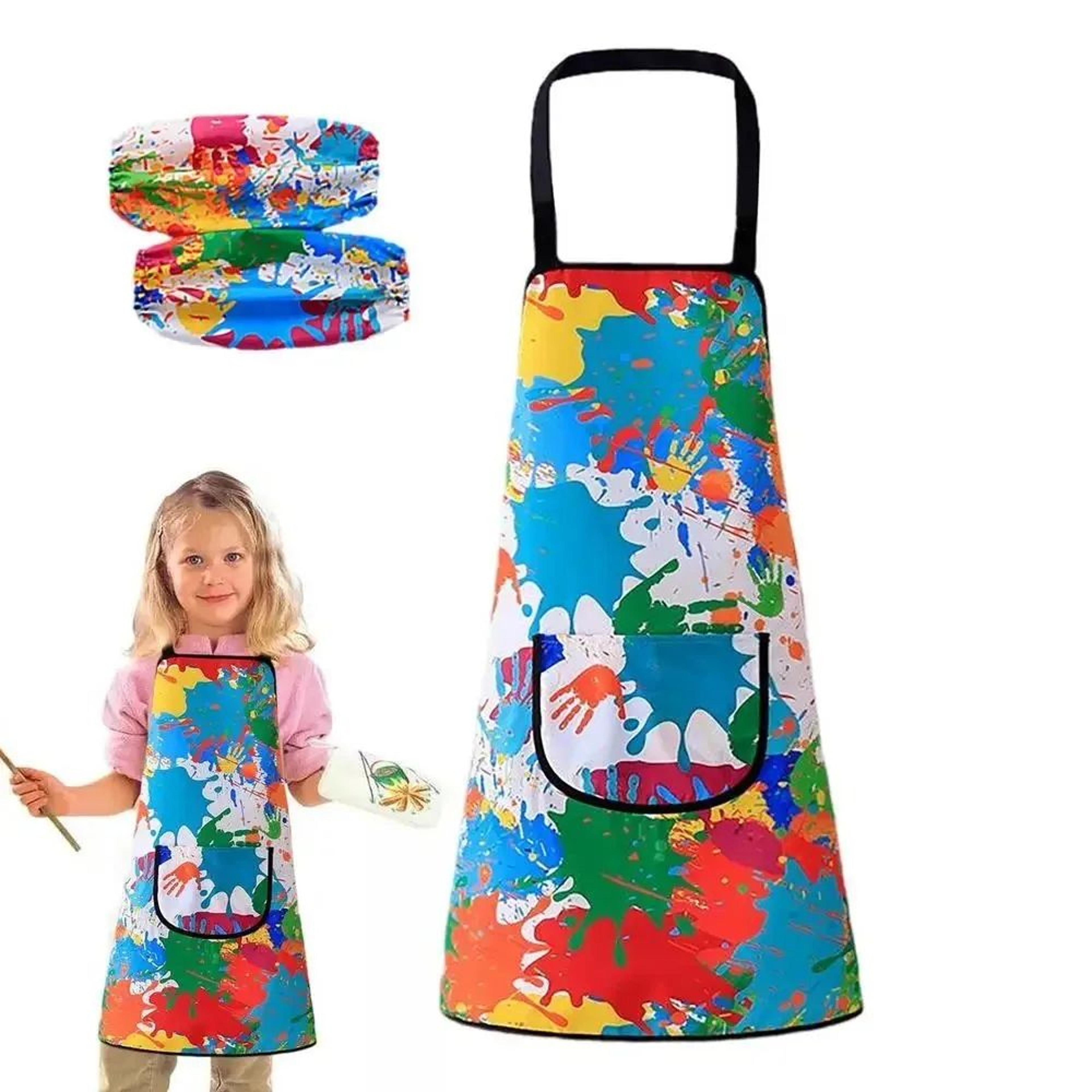 Kids Waterproof Painting Apron With Sleeves 4