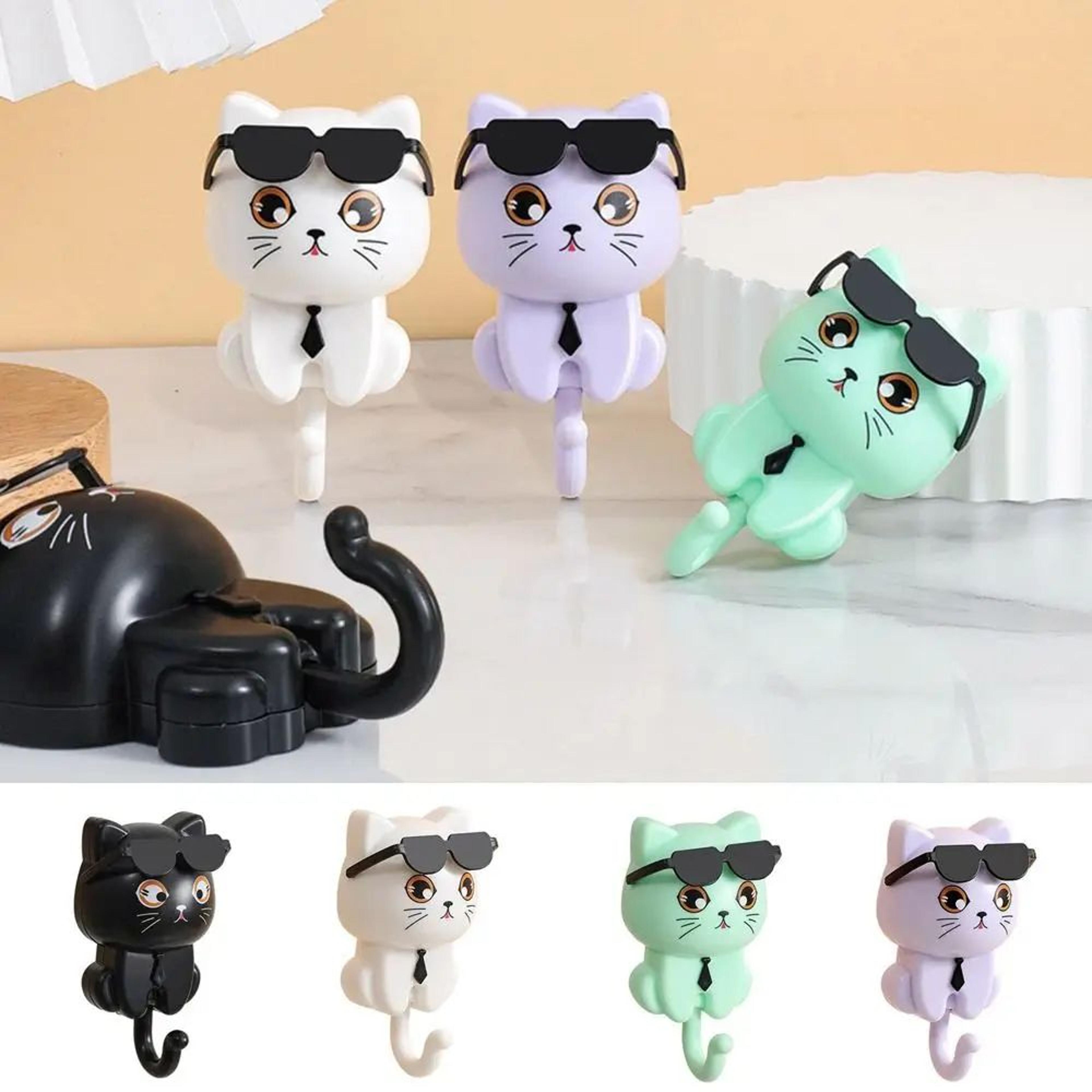 Cartoon Cat Wall Hooks Waterproof Decorative Sticky Hooks 3