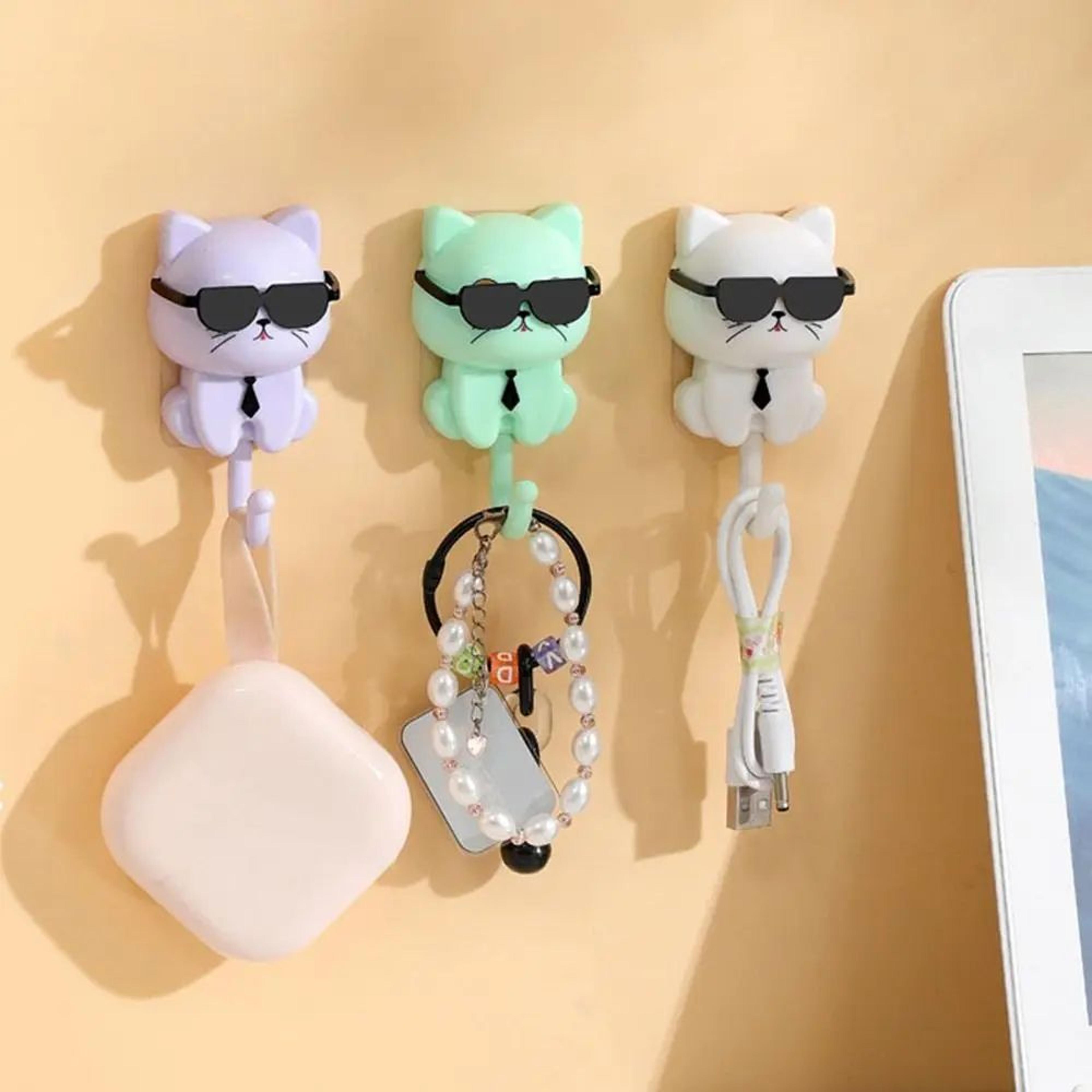 Cartoon Cat Wall Hooks Waterproof Decorative Sticky Hooks 12
