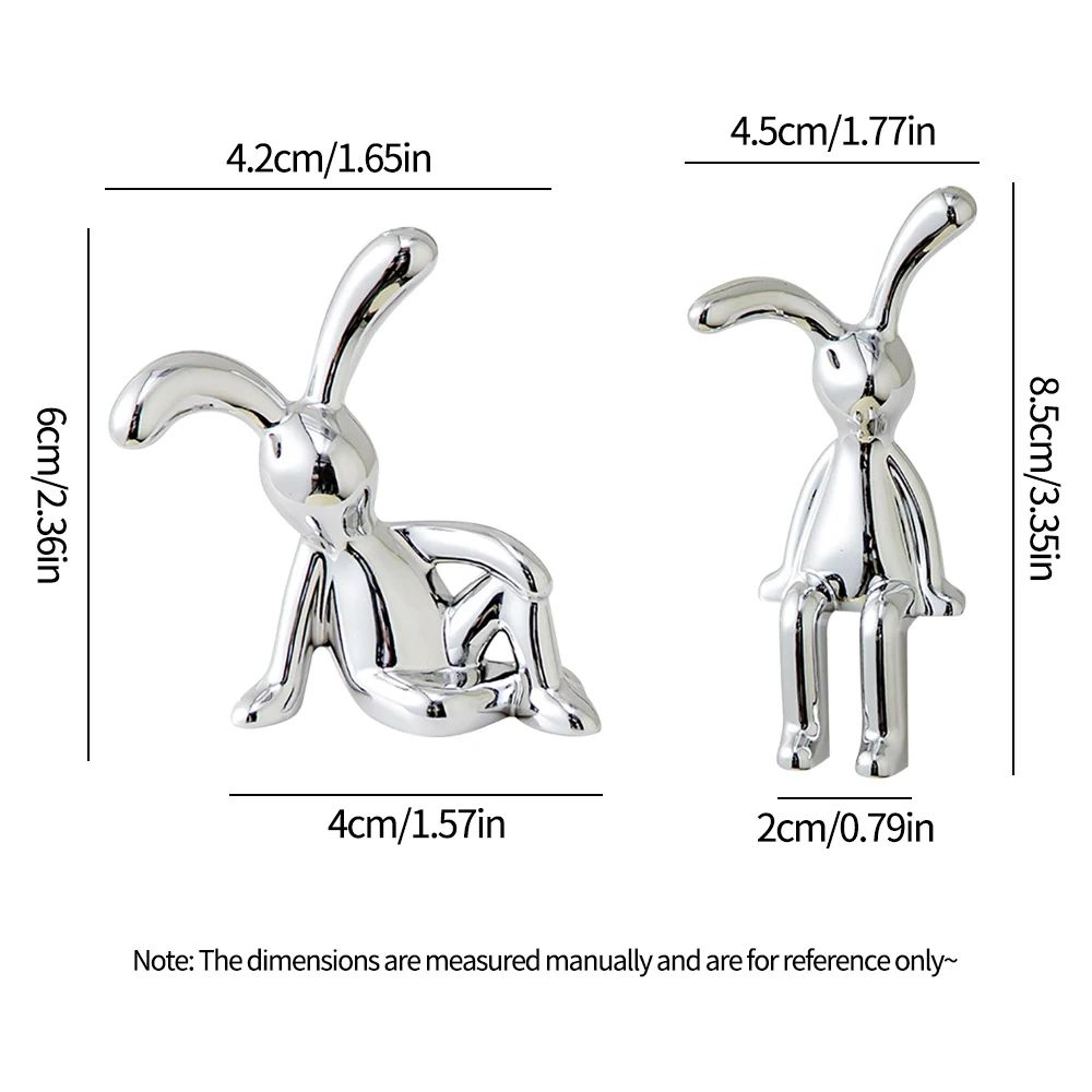 Long Eared Rabbit Double Statue Cartoon Decorative Ornament Set 4