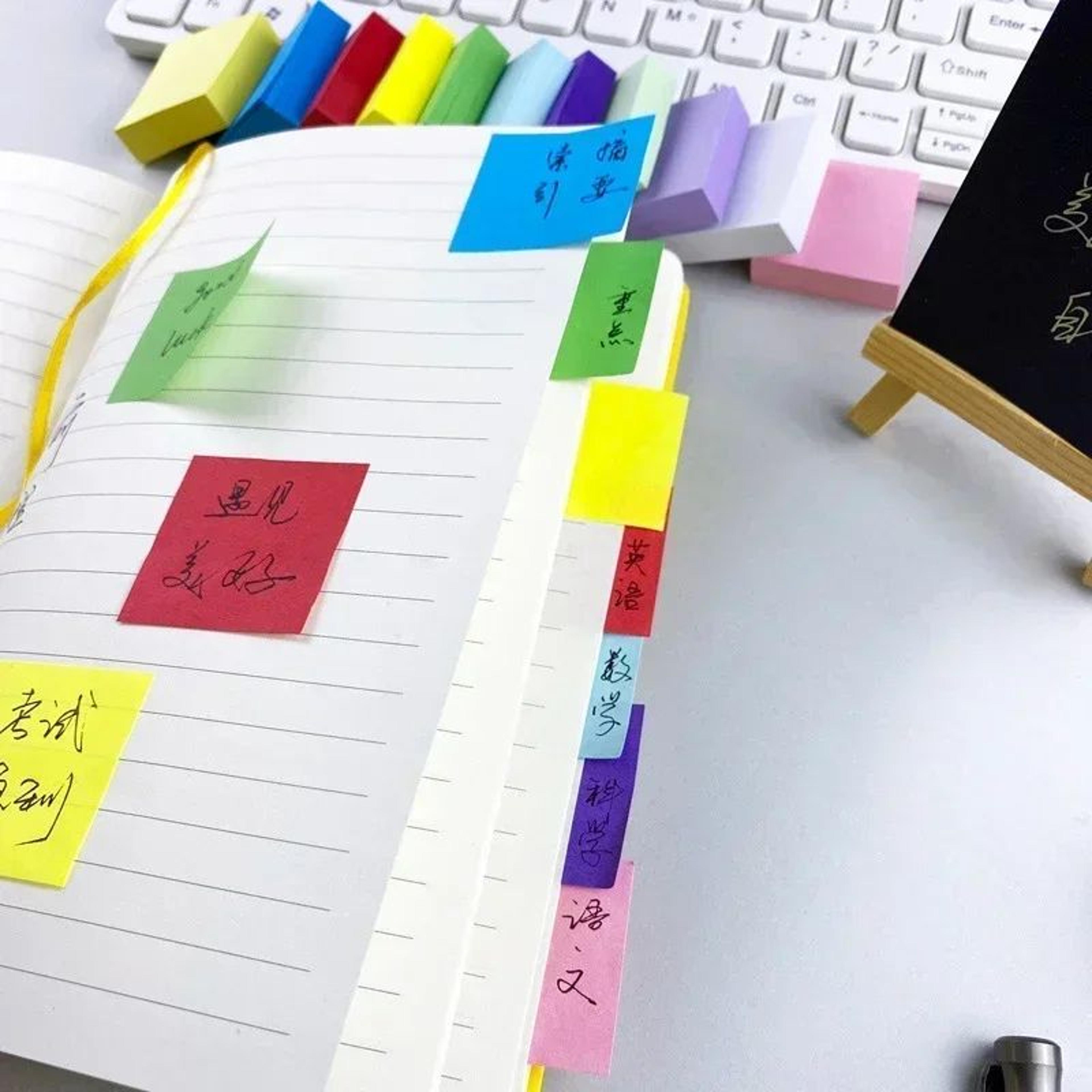11PCS Fluorescent Sticky Notes Colorful Memo Pads Set 4