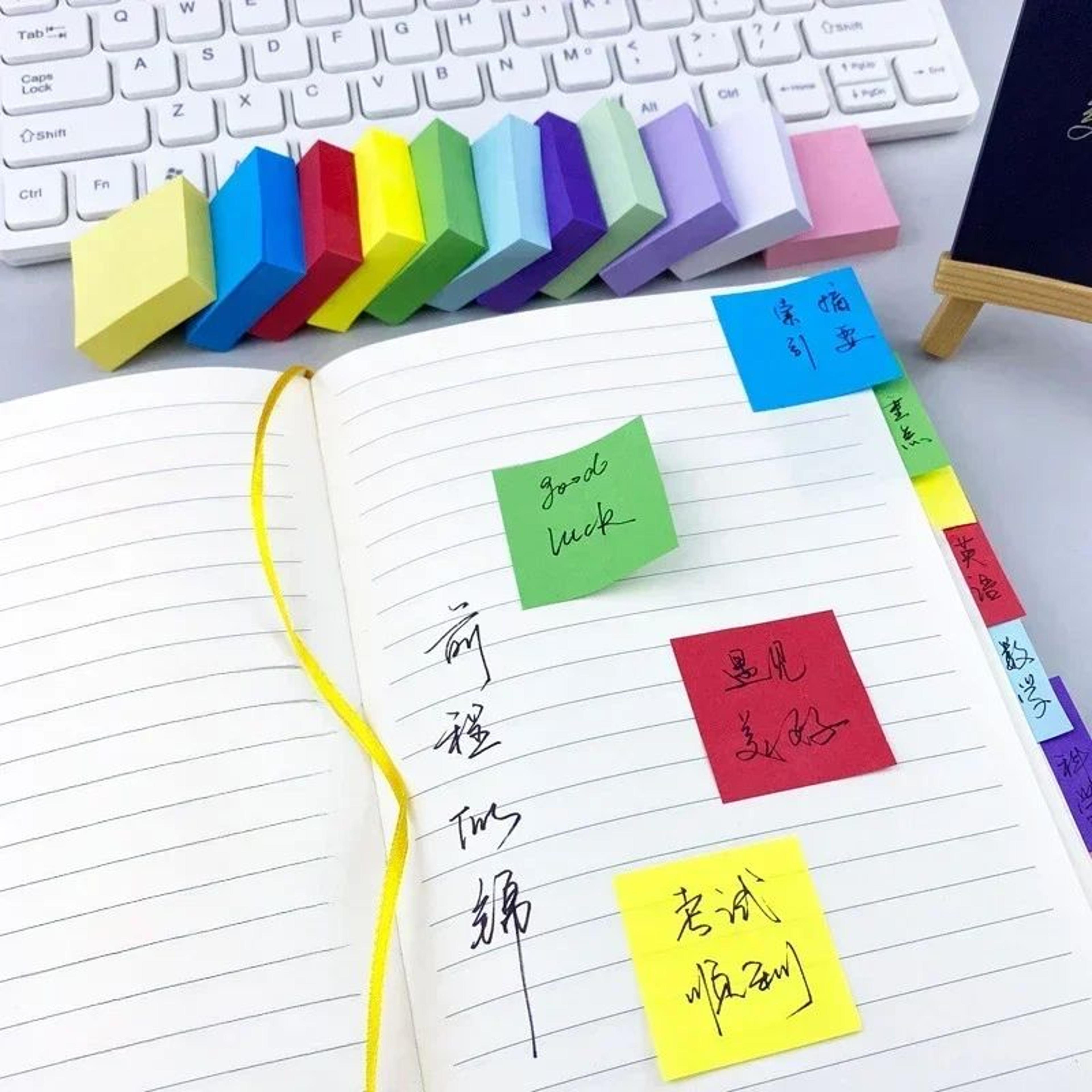 11PCS Fluorescent Sticky Notes Colorful Memo Pads Set 7