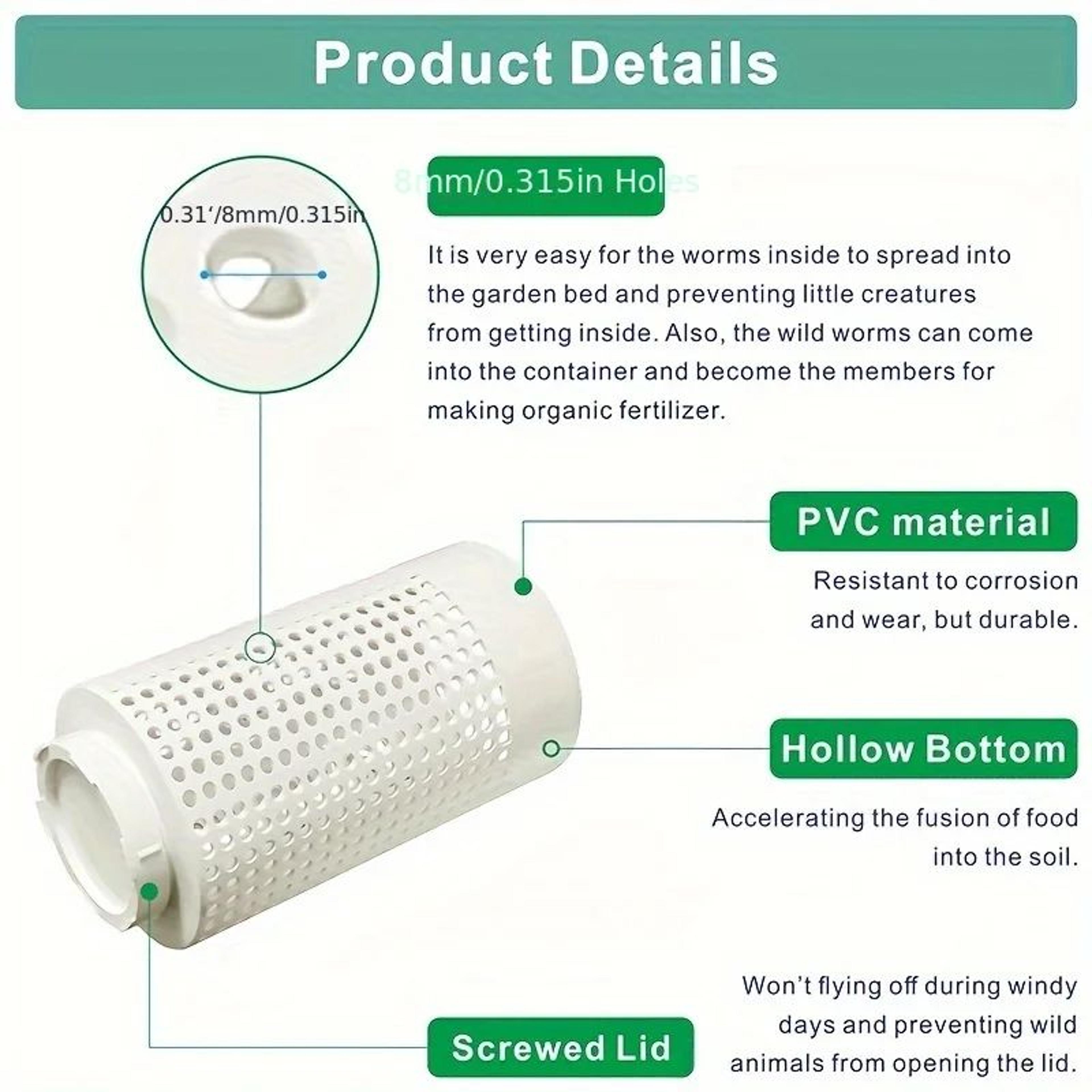 Worm Composting Tube Bin For Garden Soil Nutrient Fertilizer 3