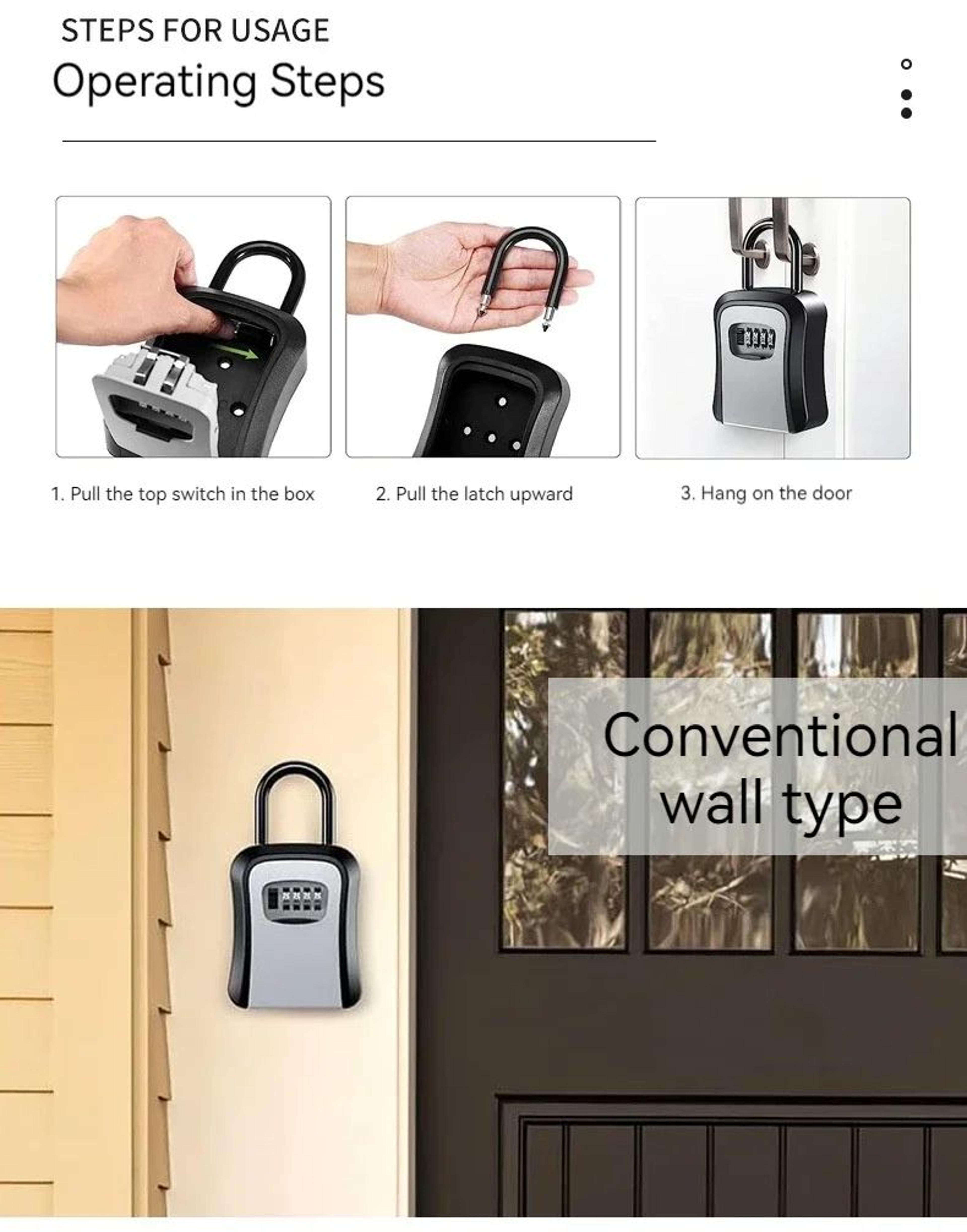 4 Digit Key Lock Box Waterproof Outdoor Key Storage 9