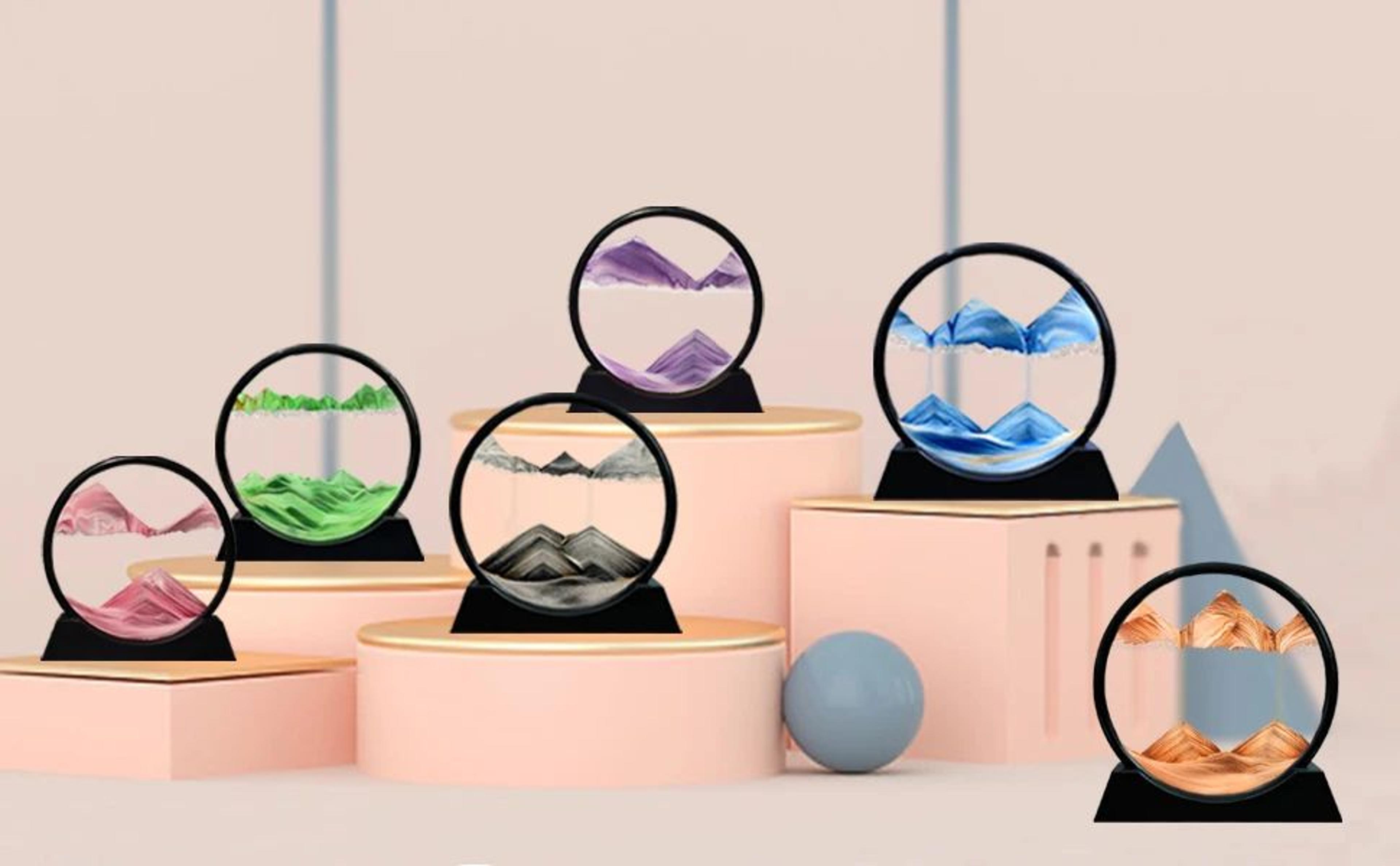 3D Moving Sand Art Round Glass Decor 6