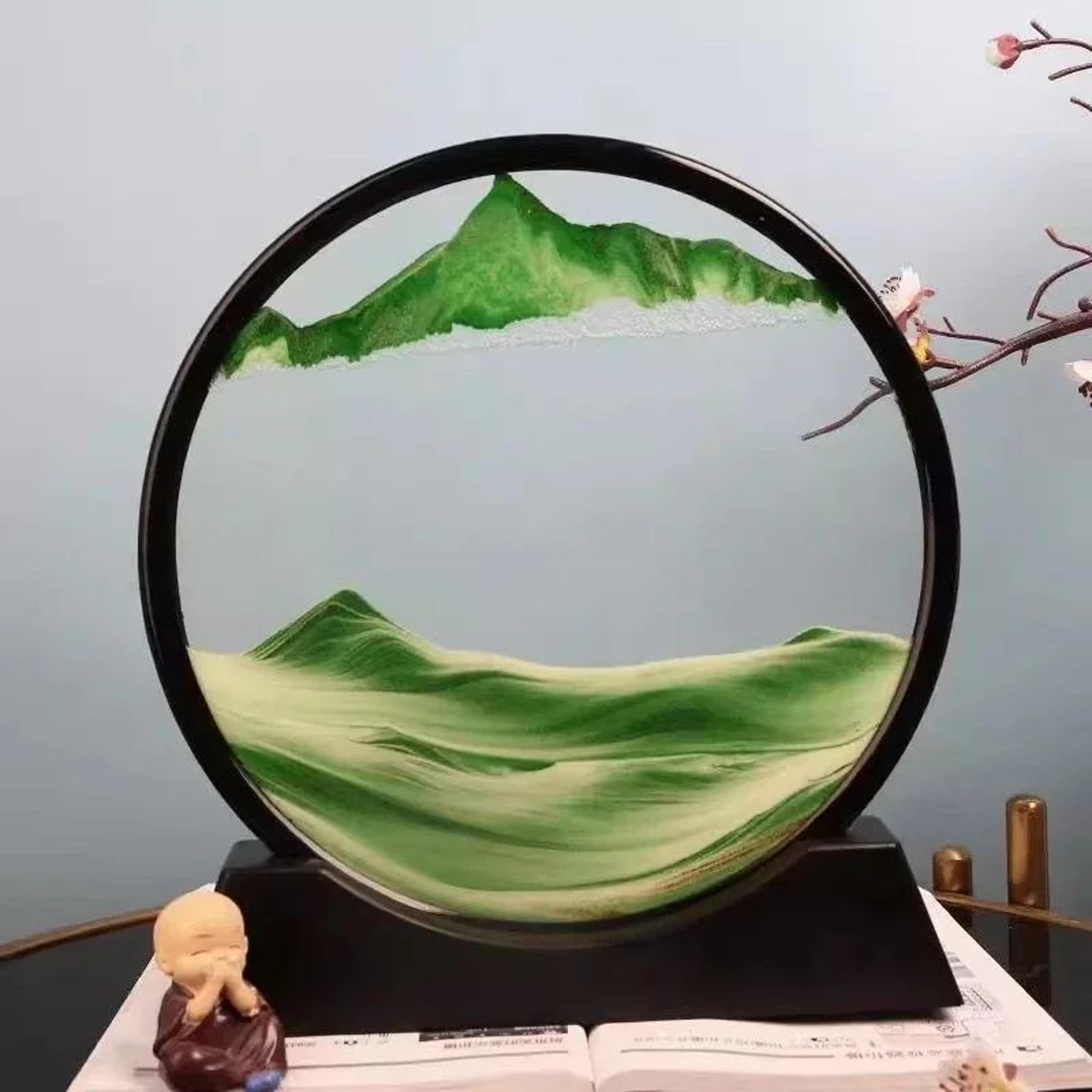 3D Moving Sand Art Round Glass Decor 14
