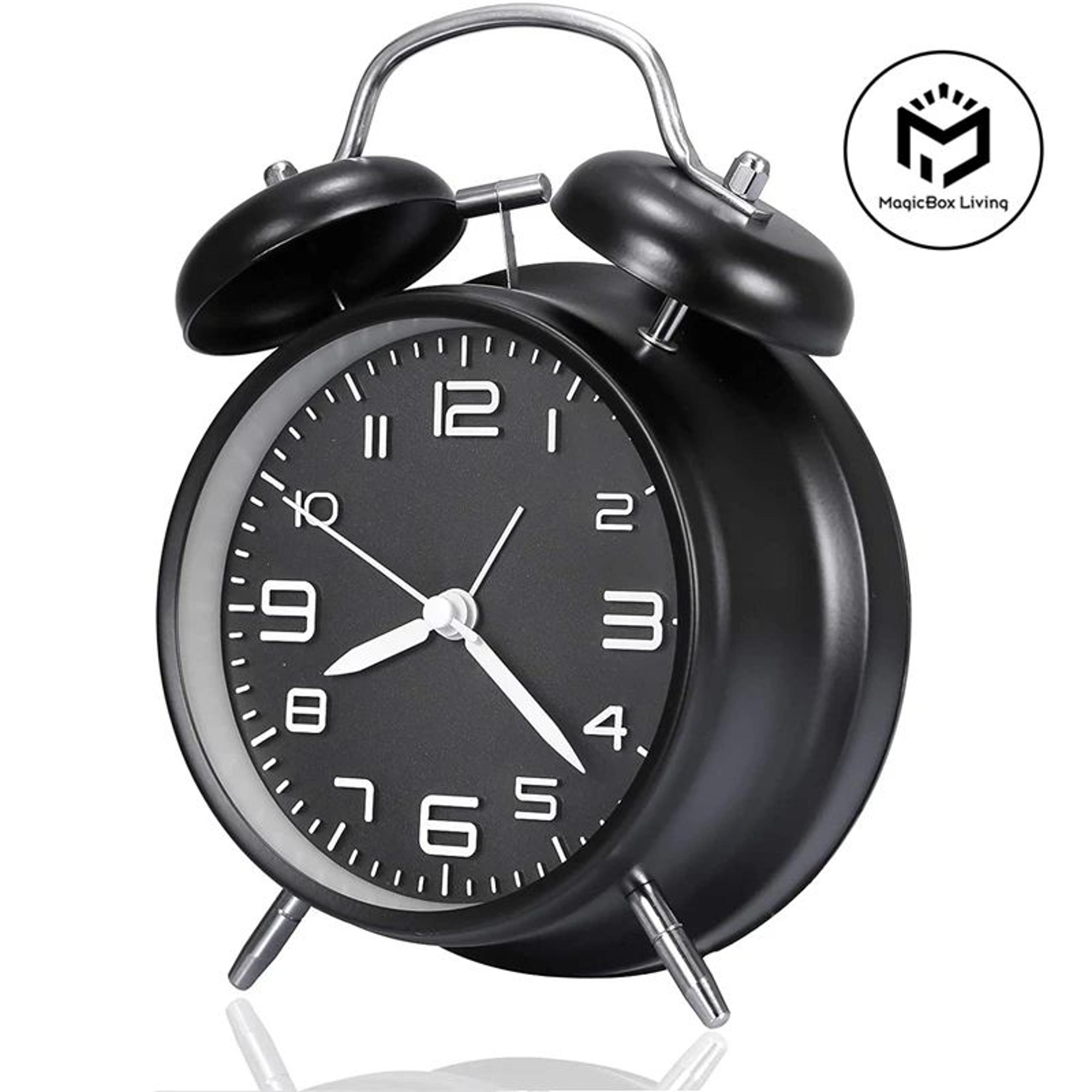 vintage twin bell loud alarm clock metal desk clock