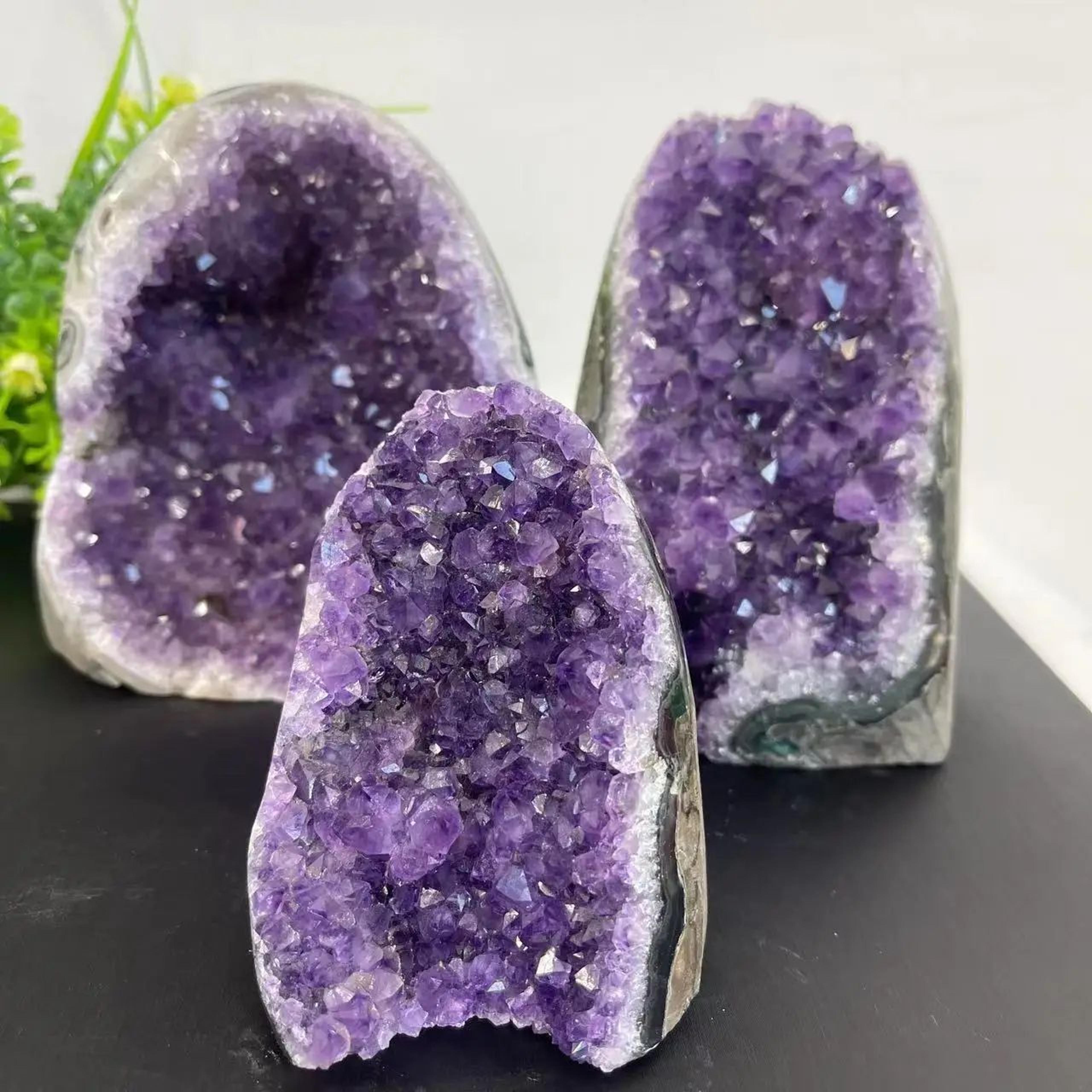 natural amethyst crystal cluster geode for home and spiritual decor