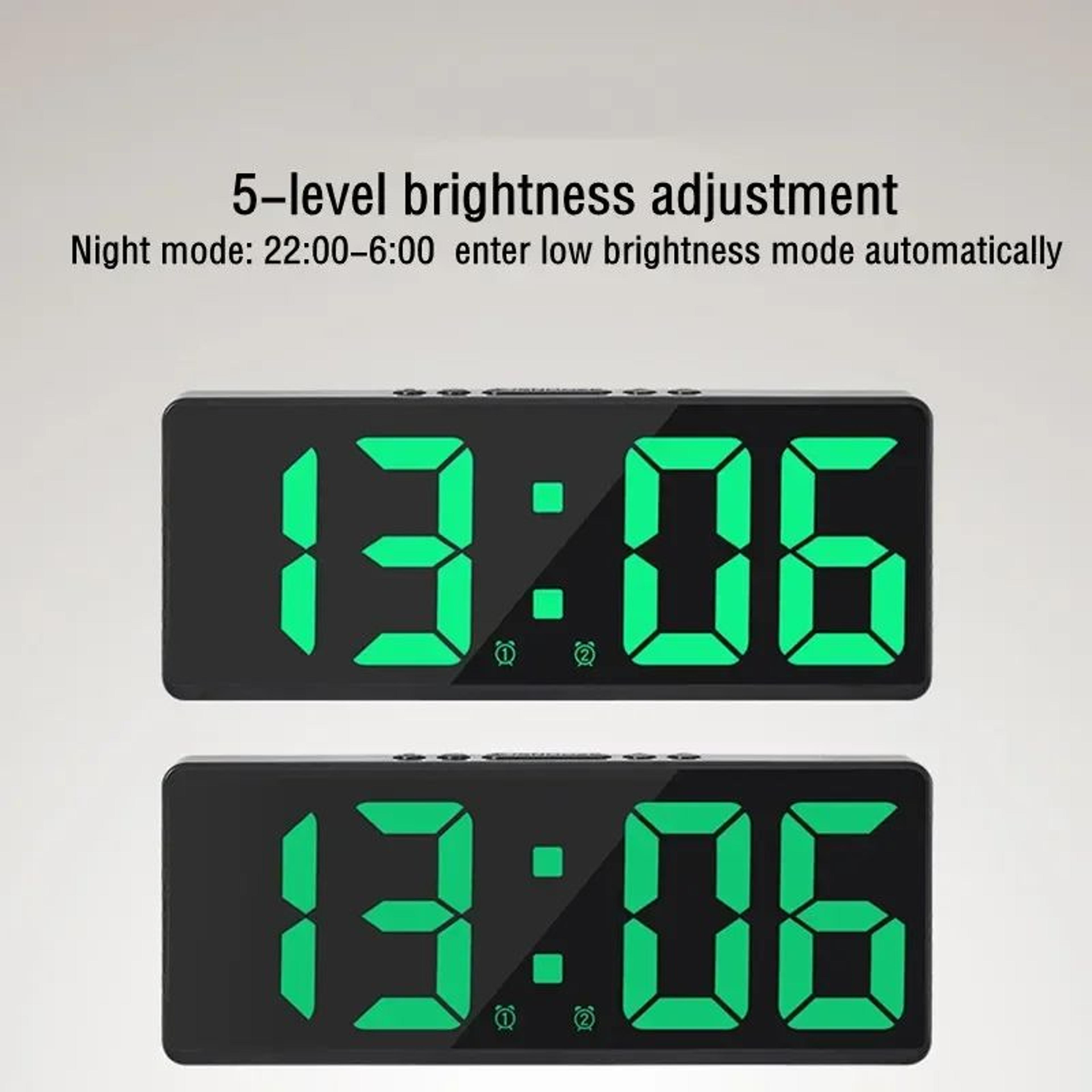 Voice Control LED Digital Alarm Clock With Temperature And Snooze 4