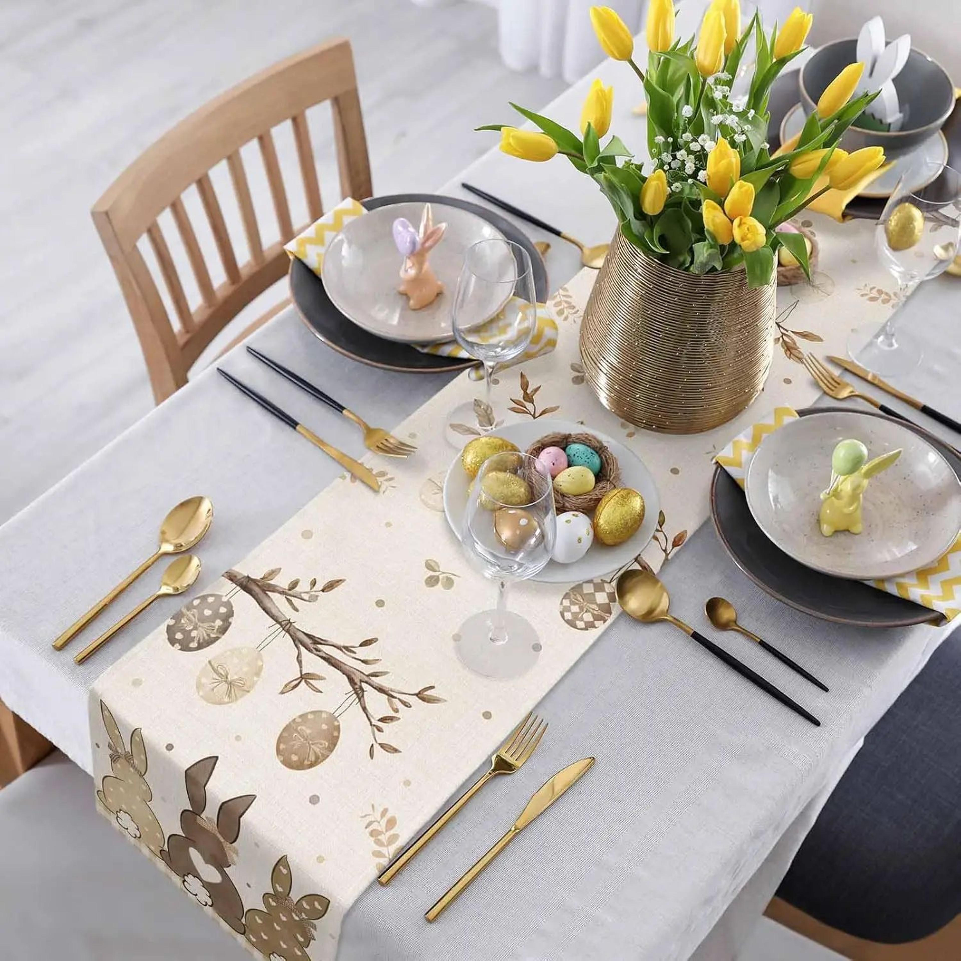 Easter Bunny Linen Table Runner For Dining Decor 4
