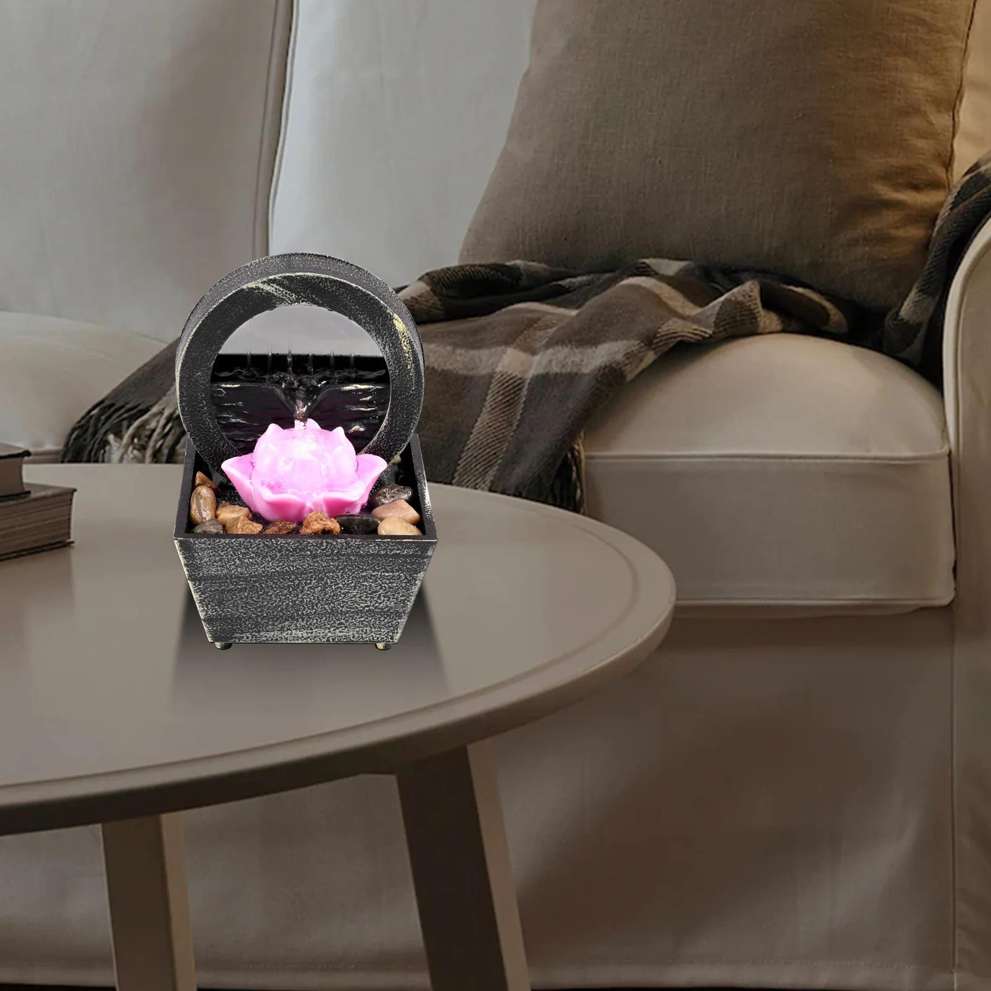 Mini Tabletop Water Fountain With LED Light Decor 3