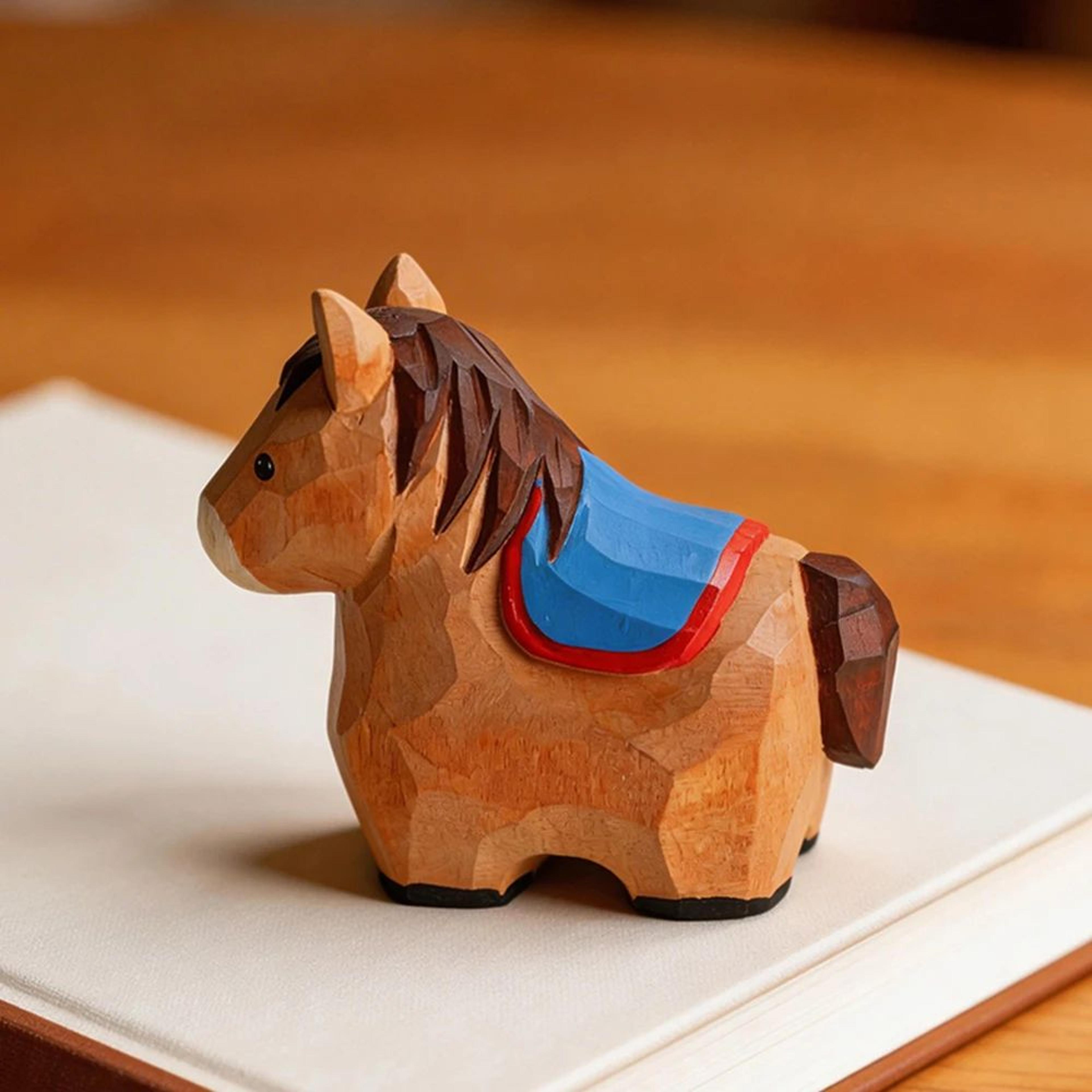 Handmade Wooden Horse Figurine Rustic Decor 5