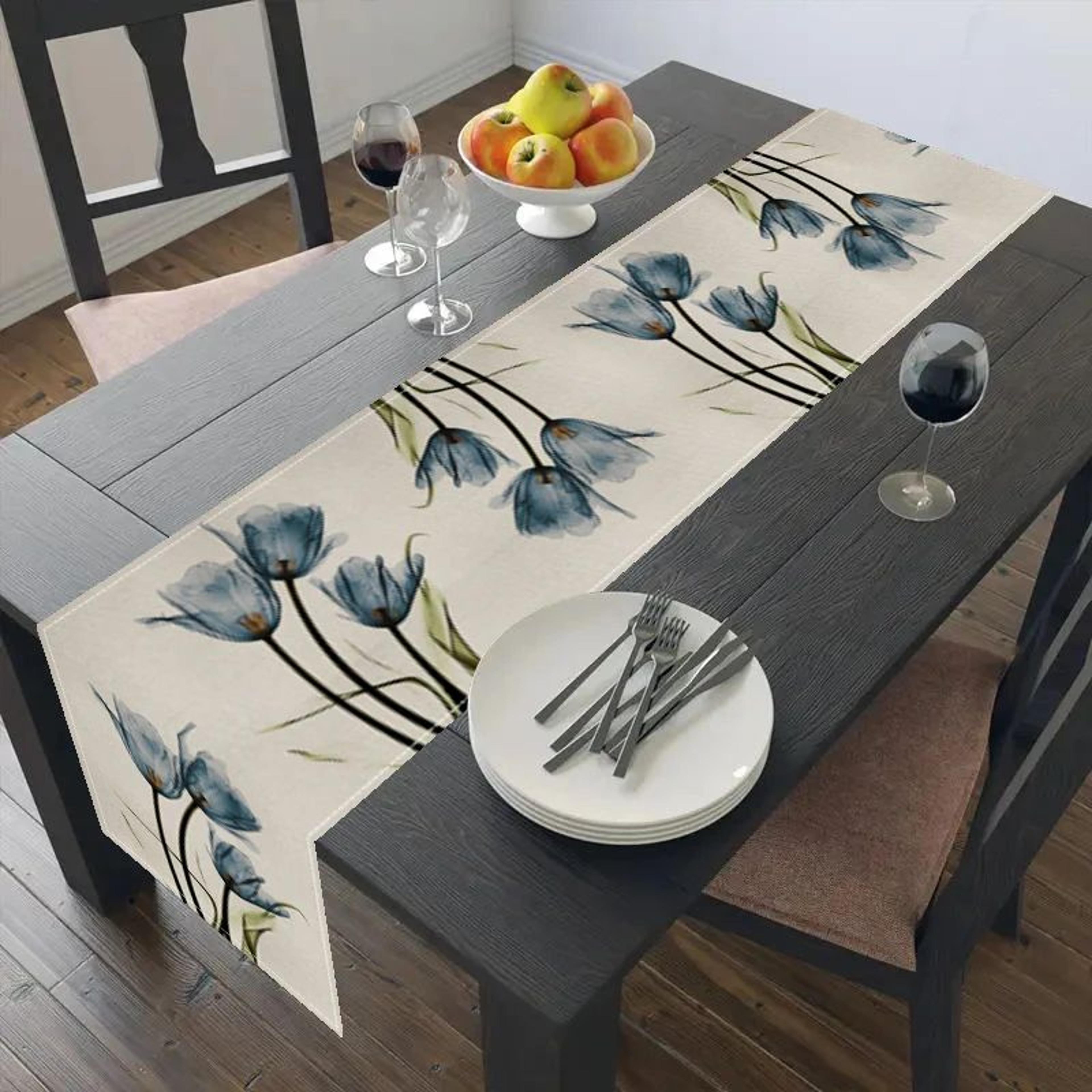 Rustic Tulip Linen Table Runner Farmhouse Decor 4