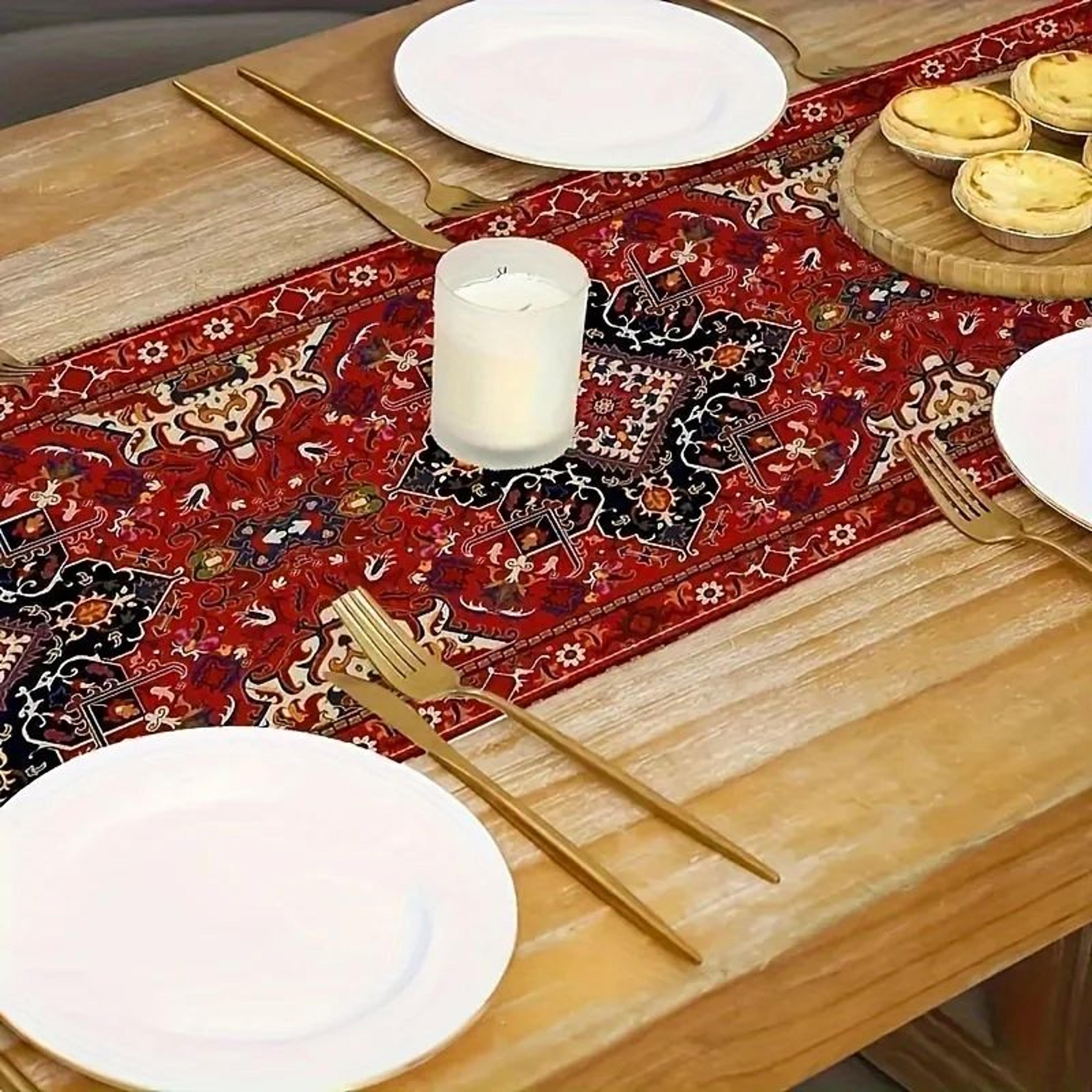 Bohemian Red Persian Stripe Table Runner 3