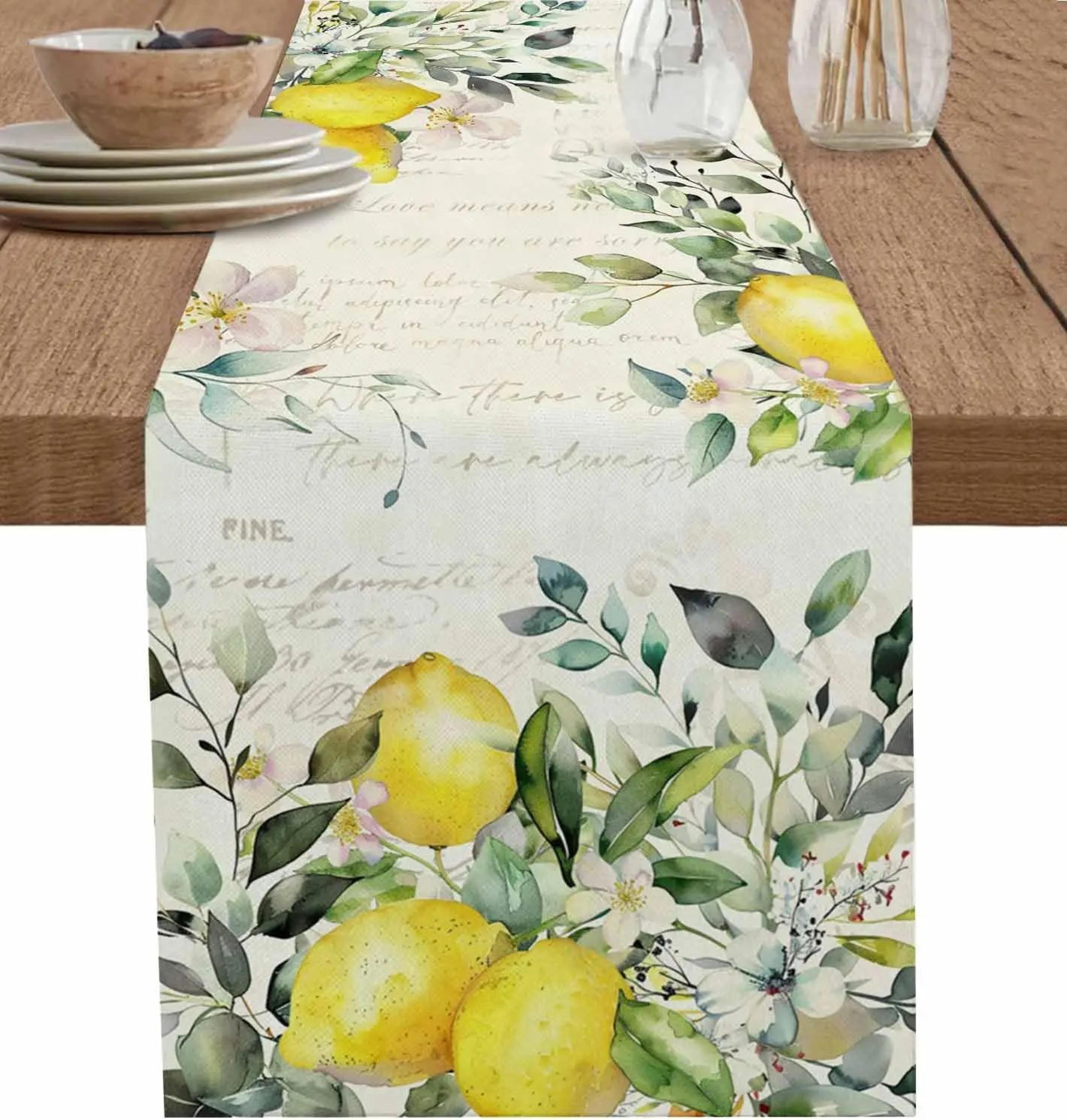 eucalyptus lemon linen table runner decor