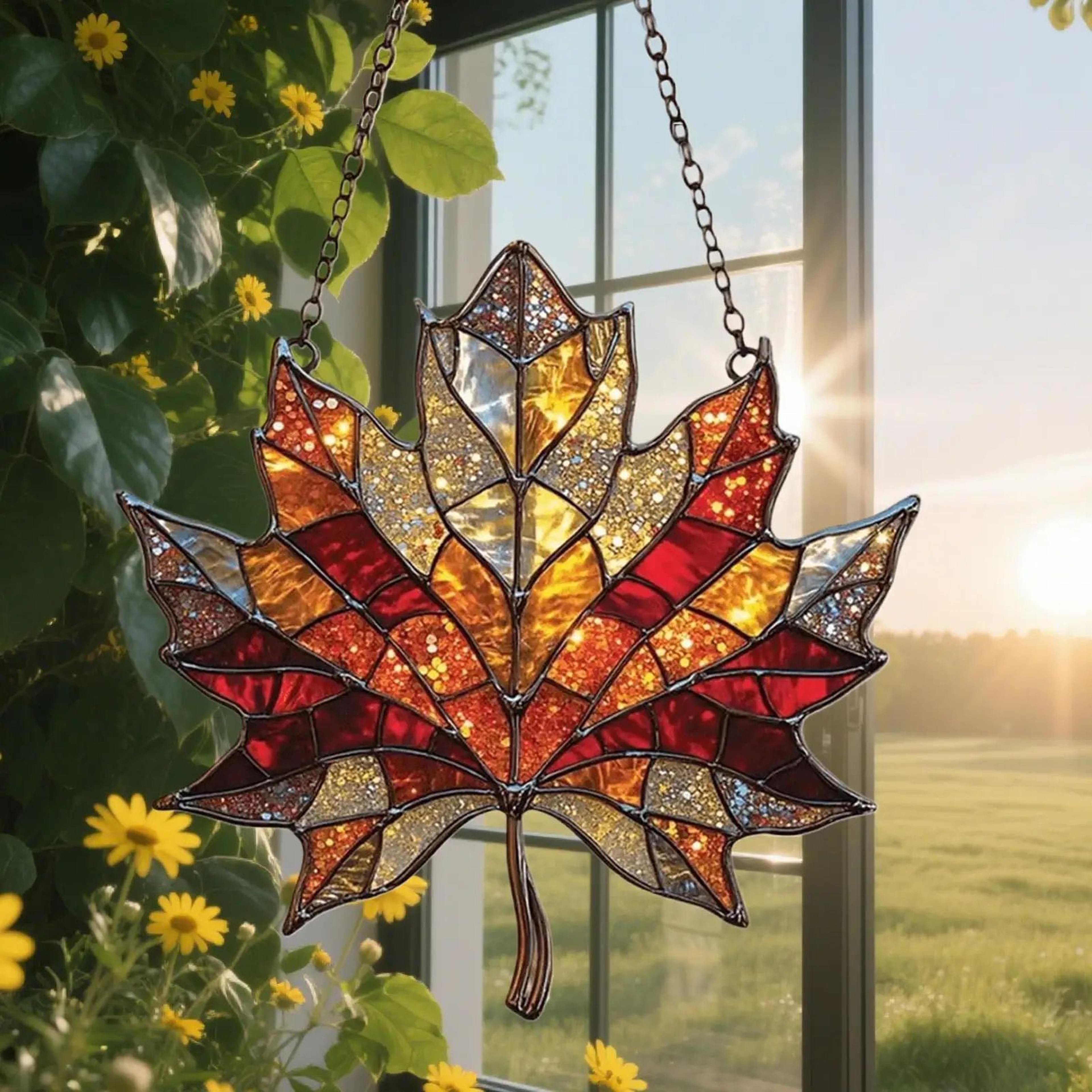 acrylic maple leaf light catcher hanging decor