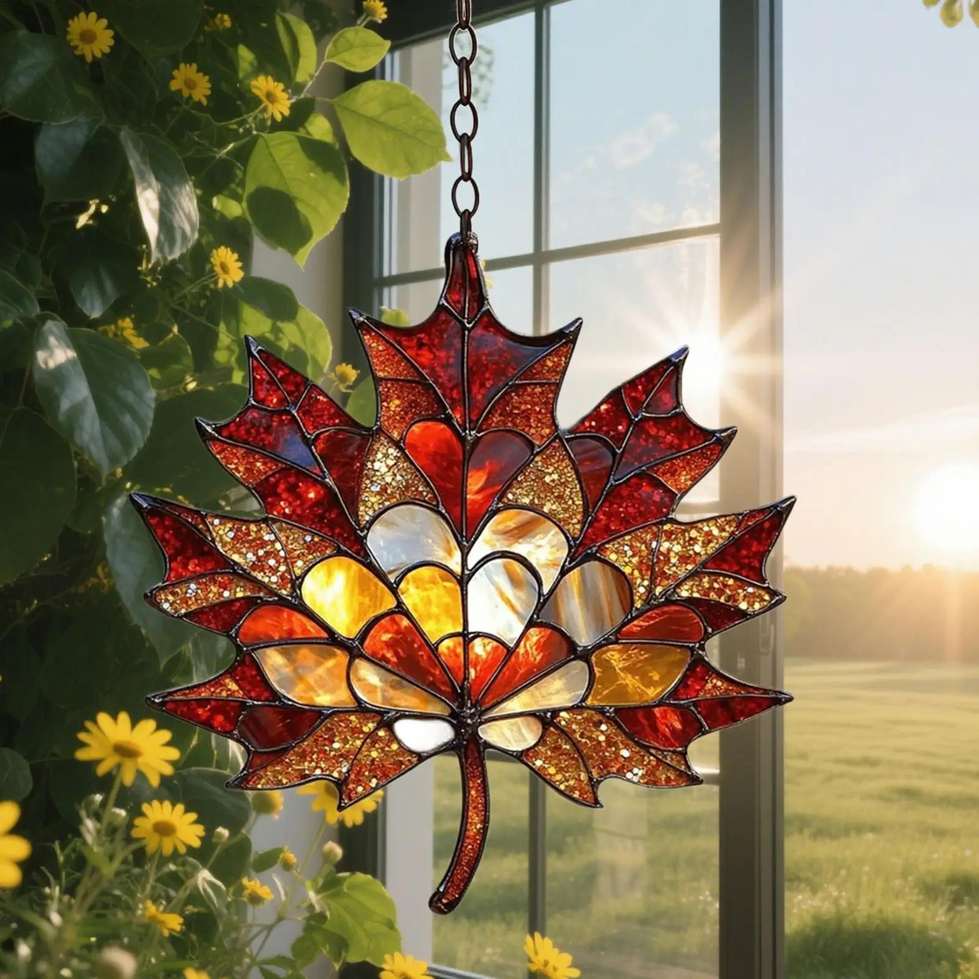 Acrylic Maple Leaf Light Catcher Hanging Decor 1