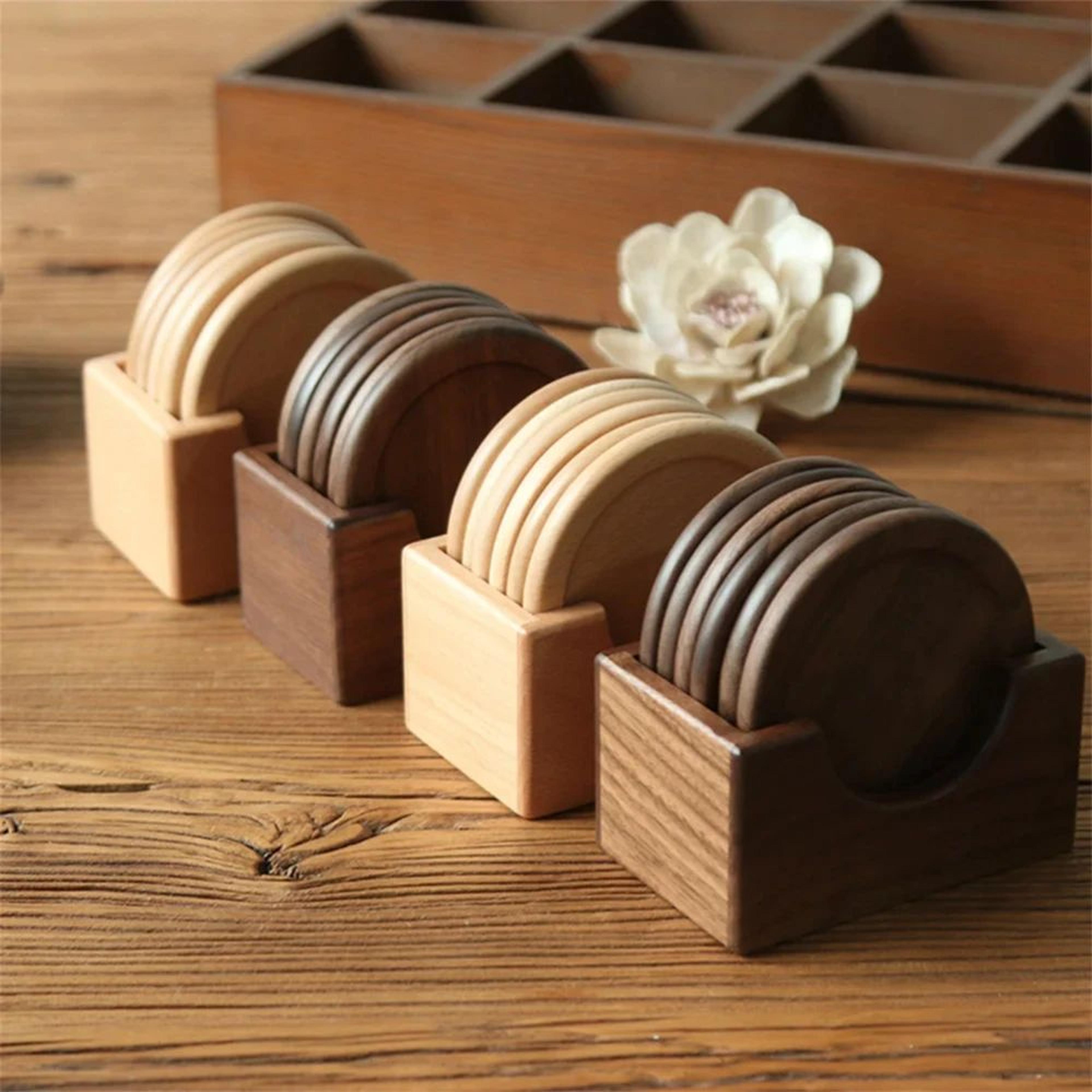 Walnut Wood Japanese Style Coaster Set 4