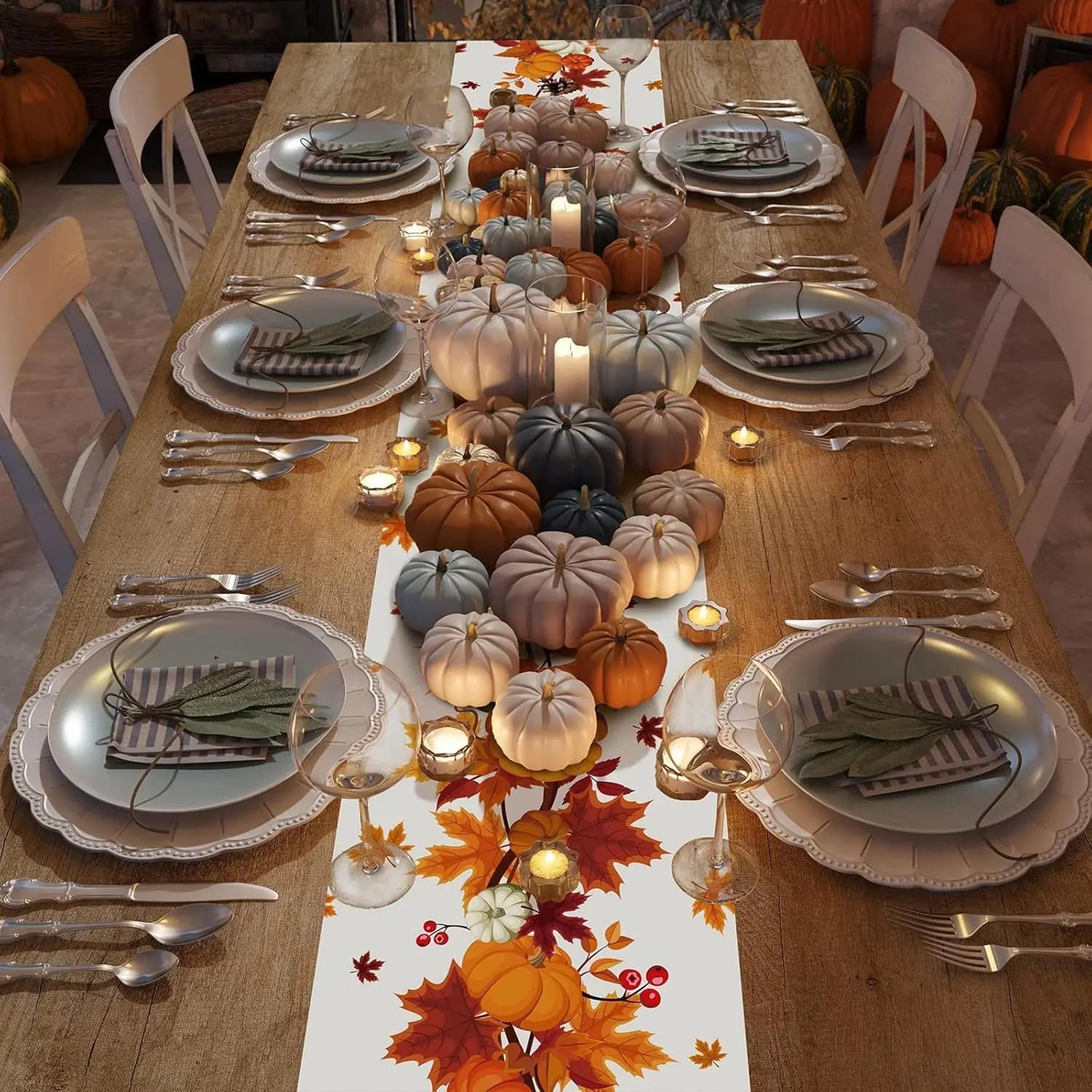 Thanksgiving Pumpkin Linen Table Runner 3
