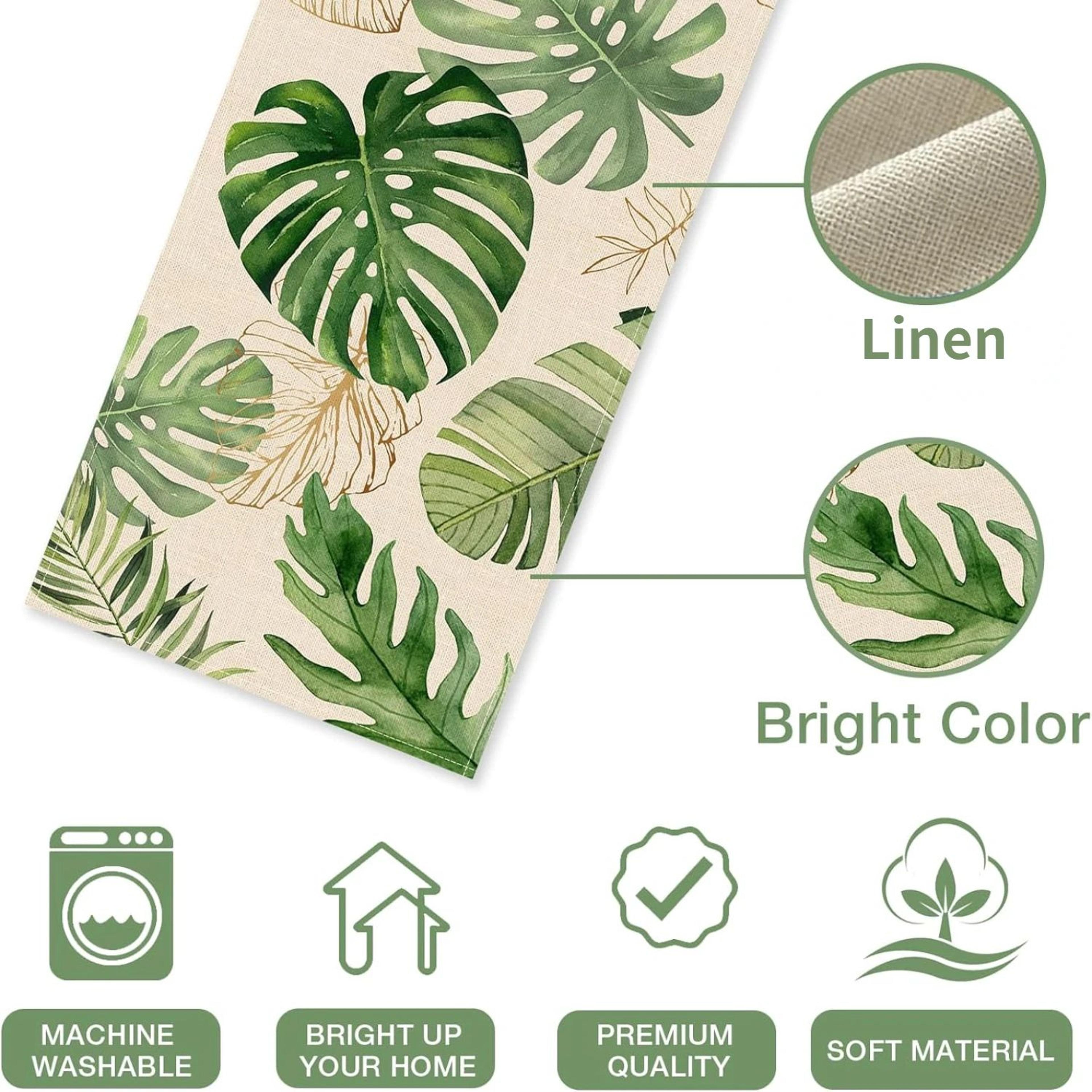 Tropical Palm Leaves Linen Table Runner 5