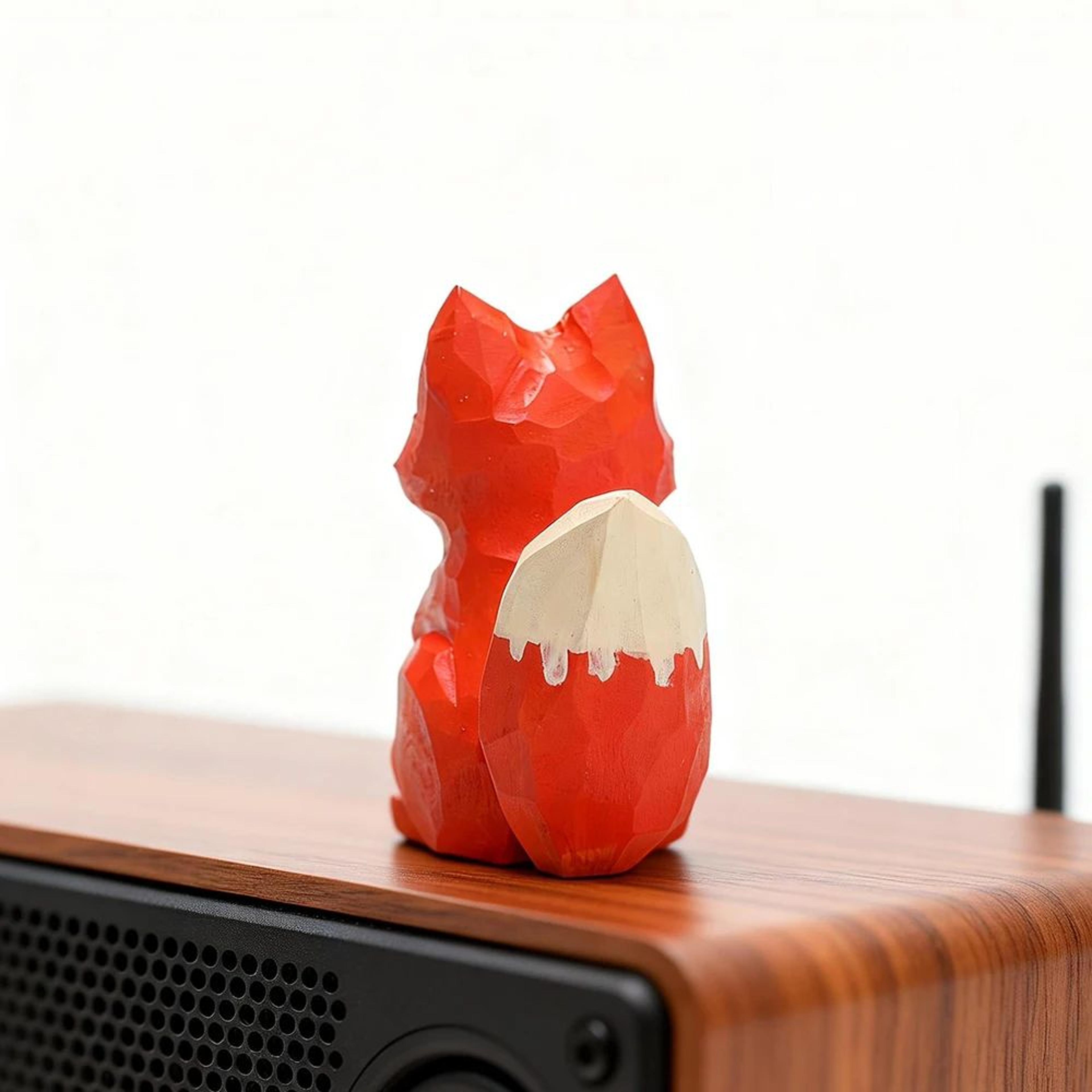 Handmade Wooden Fox Sculpture Decor 2