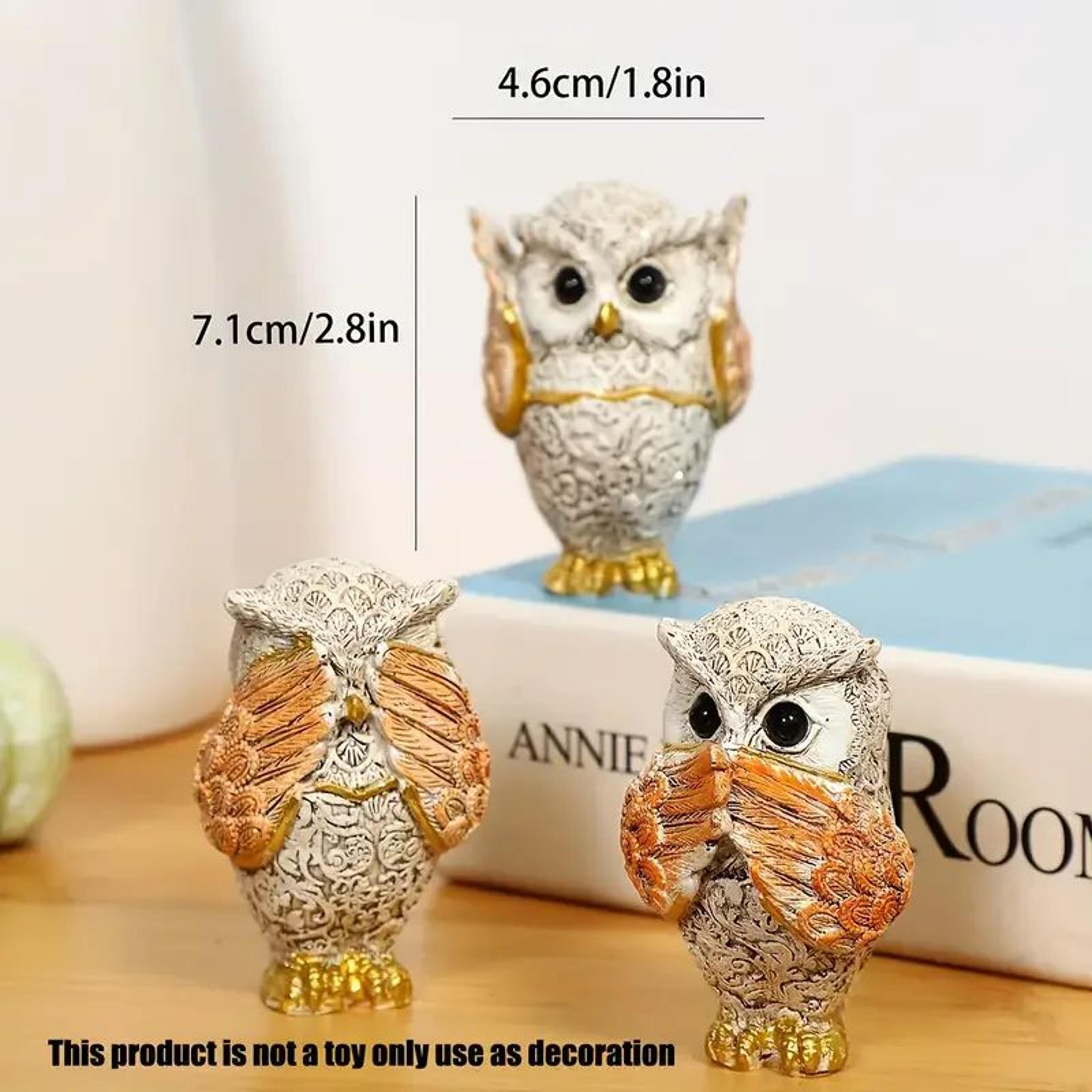 3 Piece Resin Owl Figurine Set Decor 3