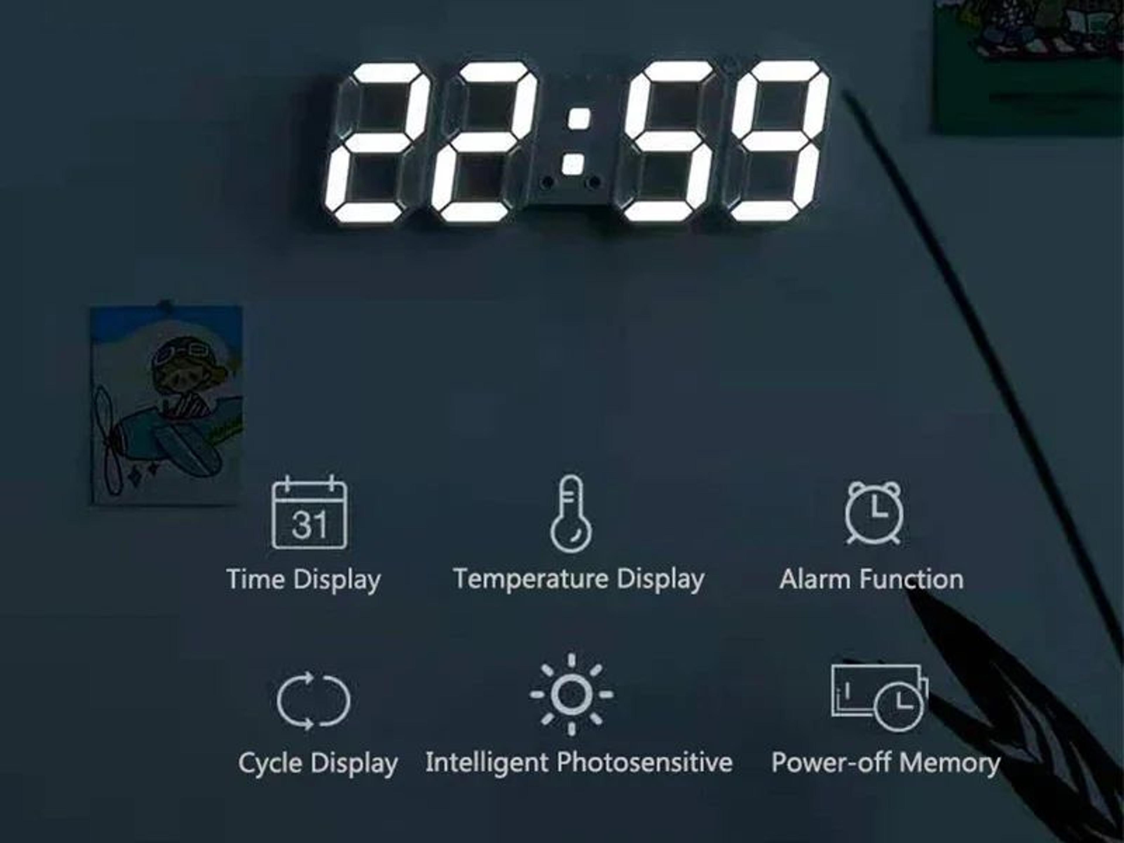 3D LED Digital Wall Clock With Night Glow 6