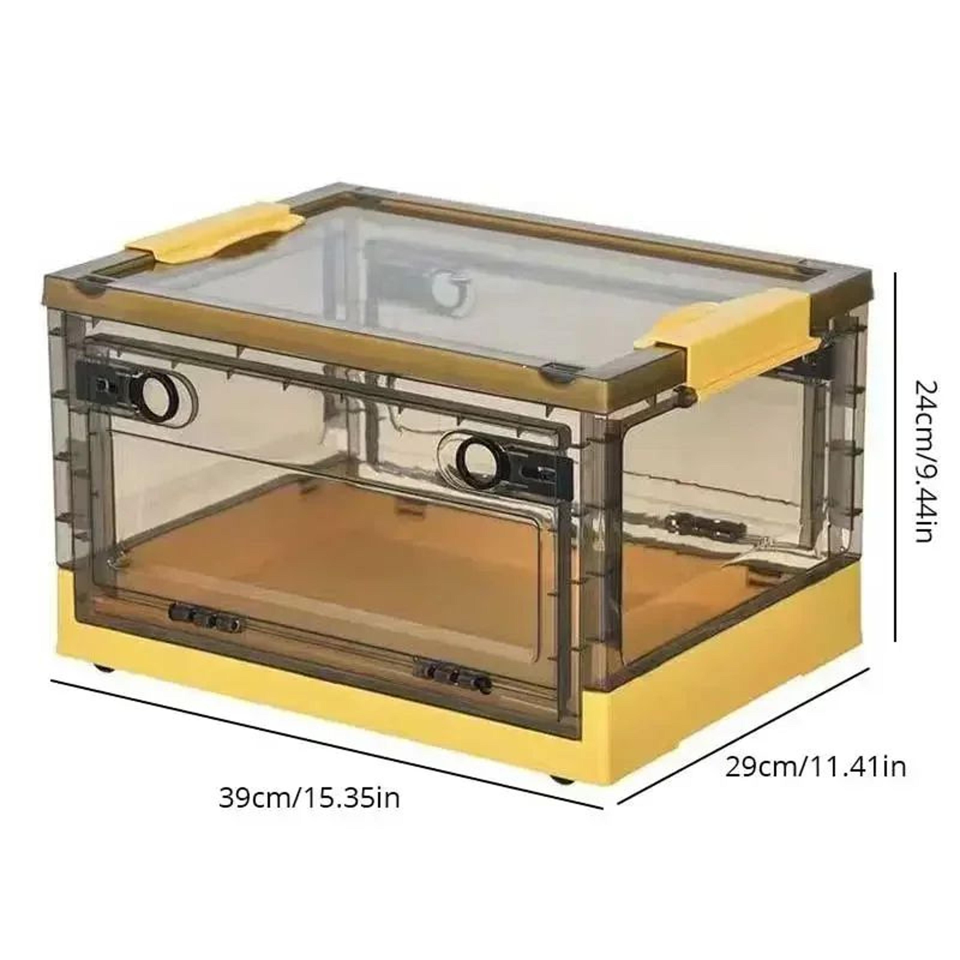 Yellow Foldable Transparent Storage Box Large Capacity Organizer 1