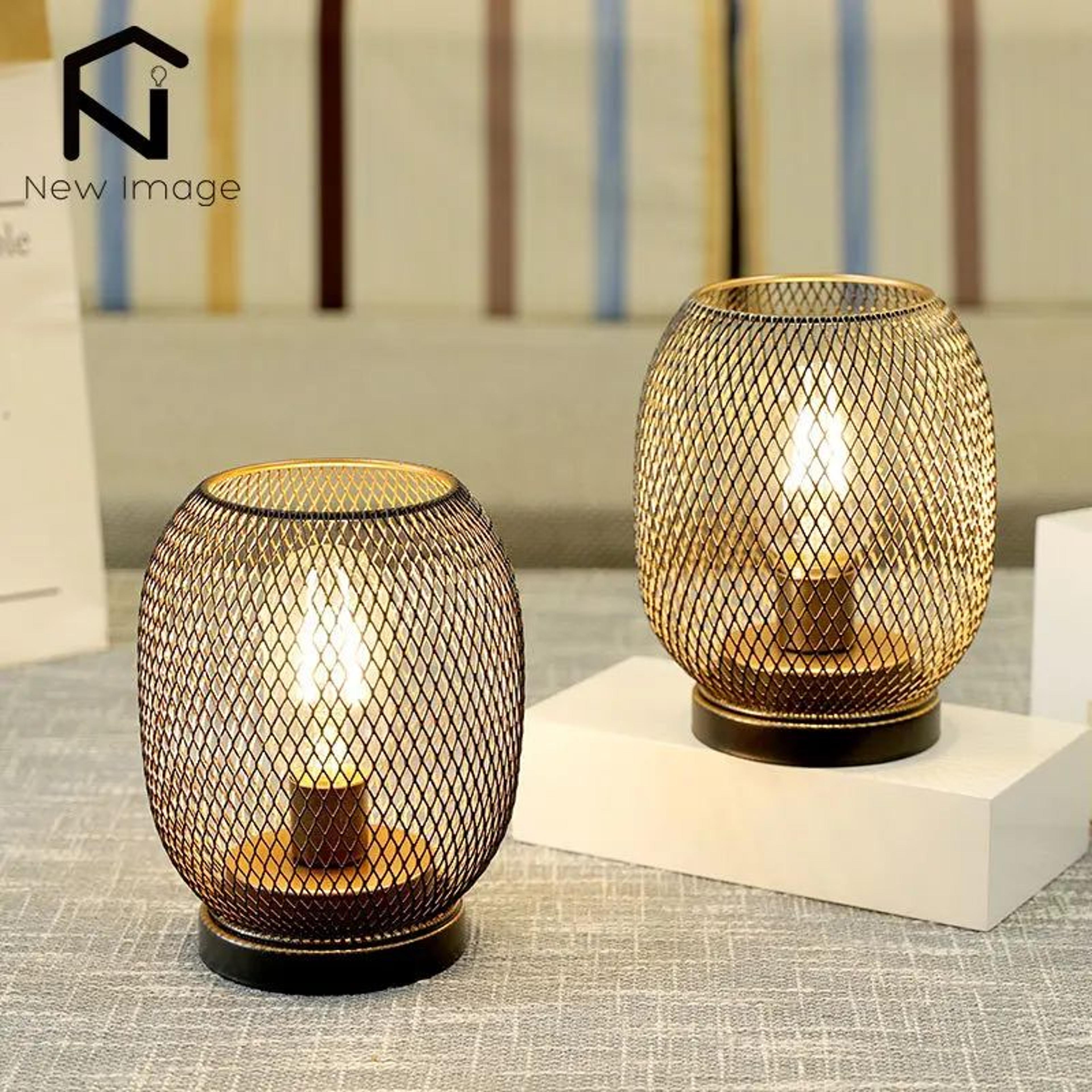 Metal Cage LED Table Lamp Cordless Lantern Decor 3
