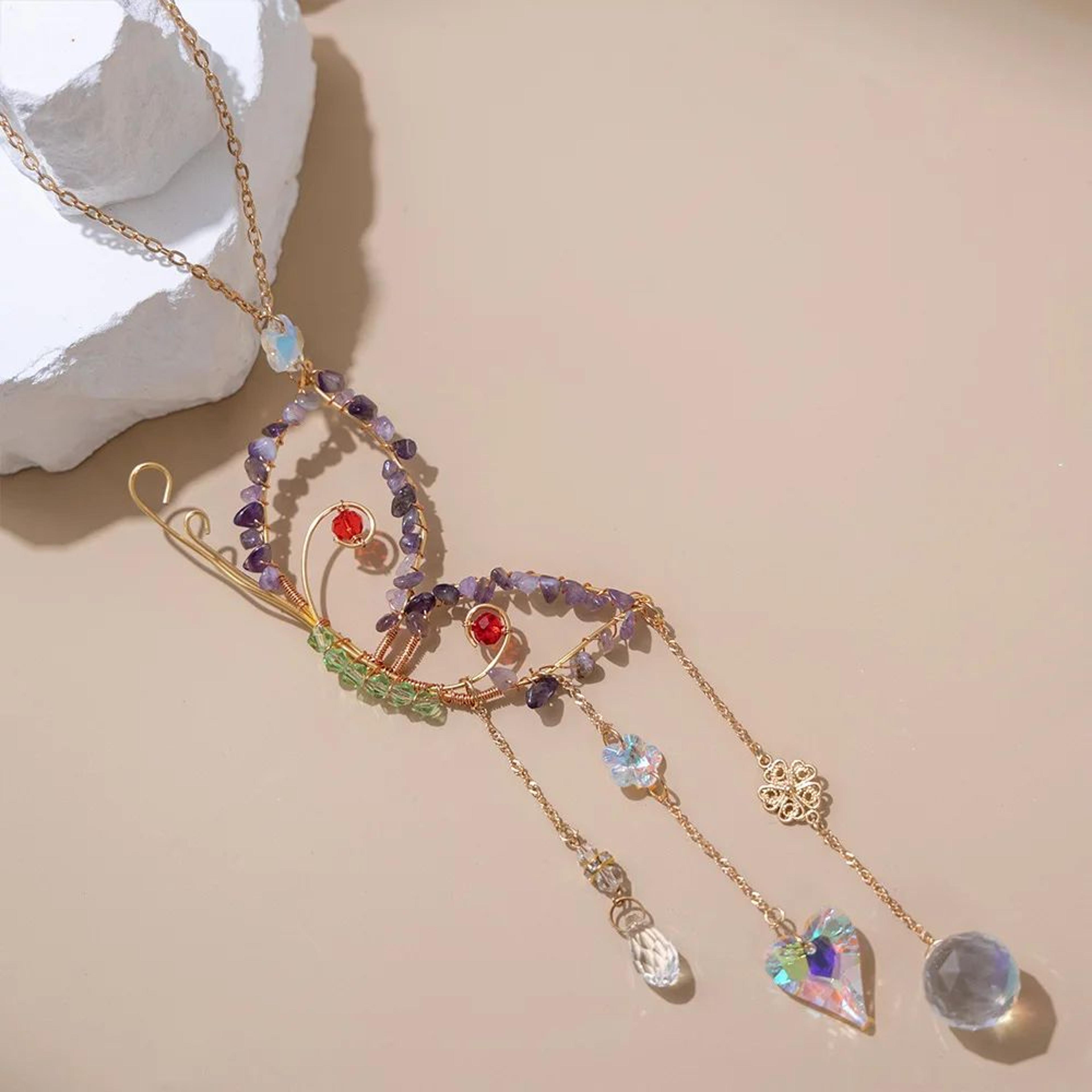 Crystal Sun Moon Wind Chime Prism Suncatcher Decor 2