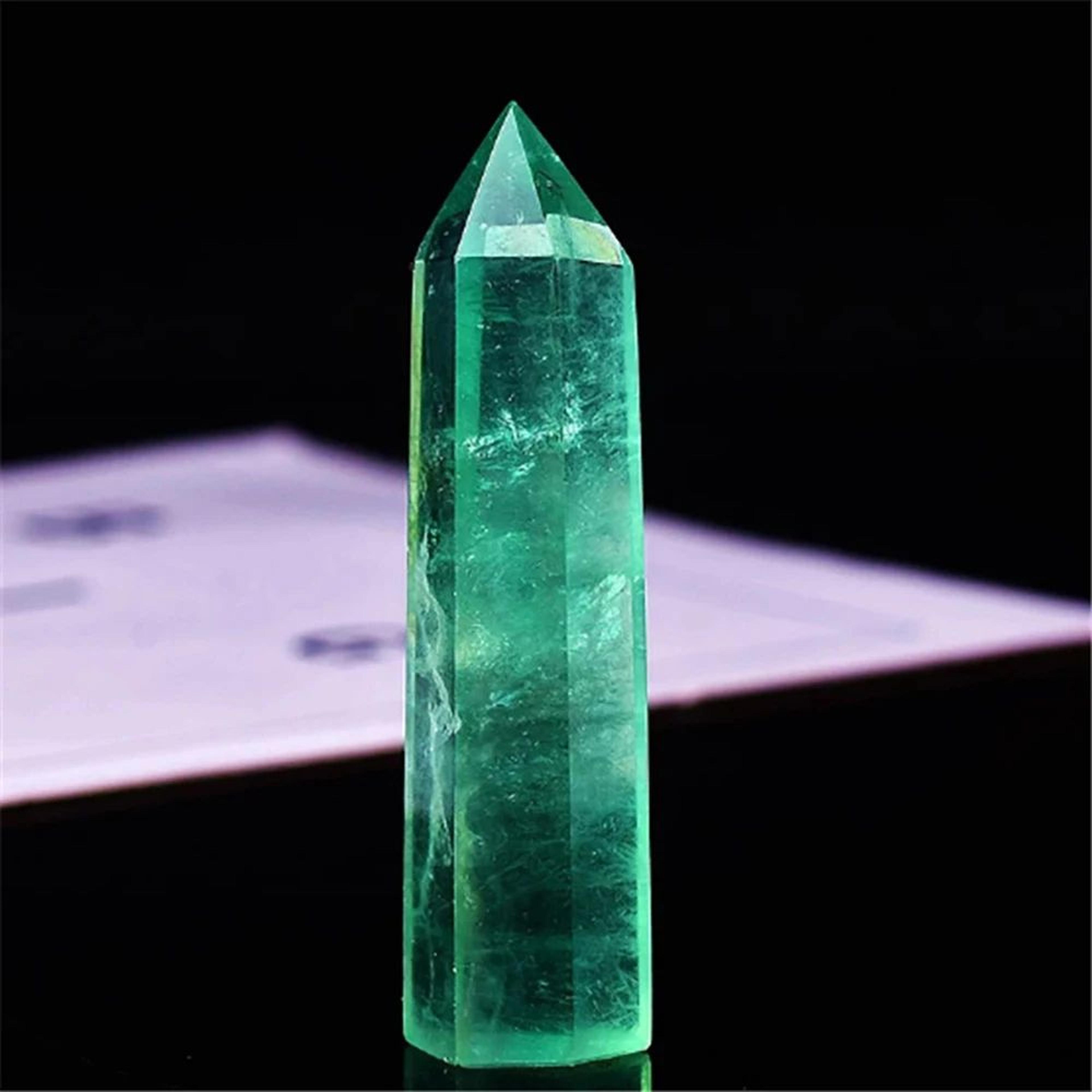 Natural Green Fluorite Crystal Wand Obelisk Healing Stone 5