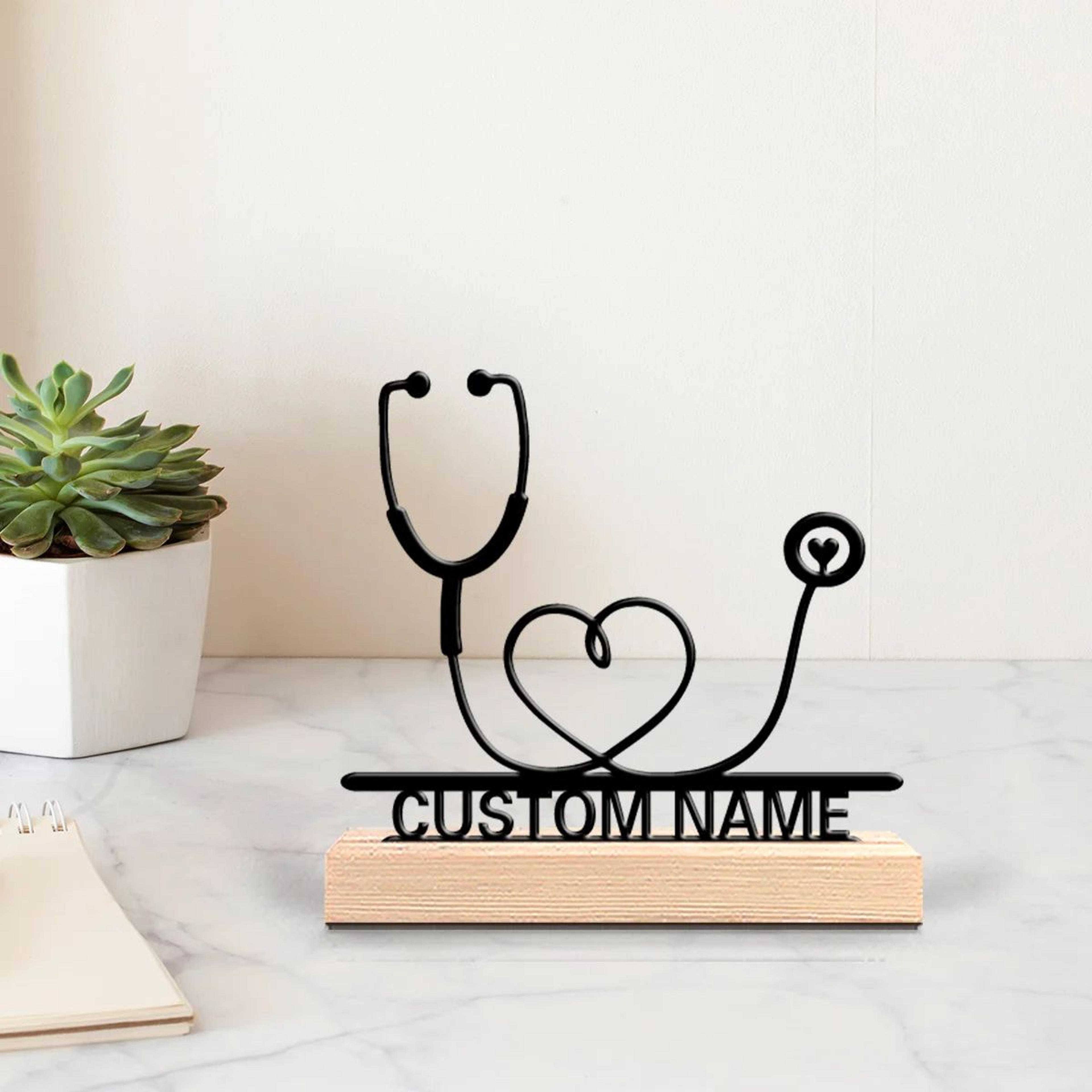 Personalized Stethoscope Metal Statue Desk Decor 0