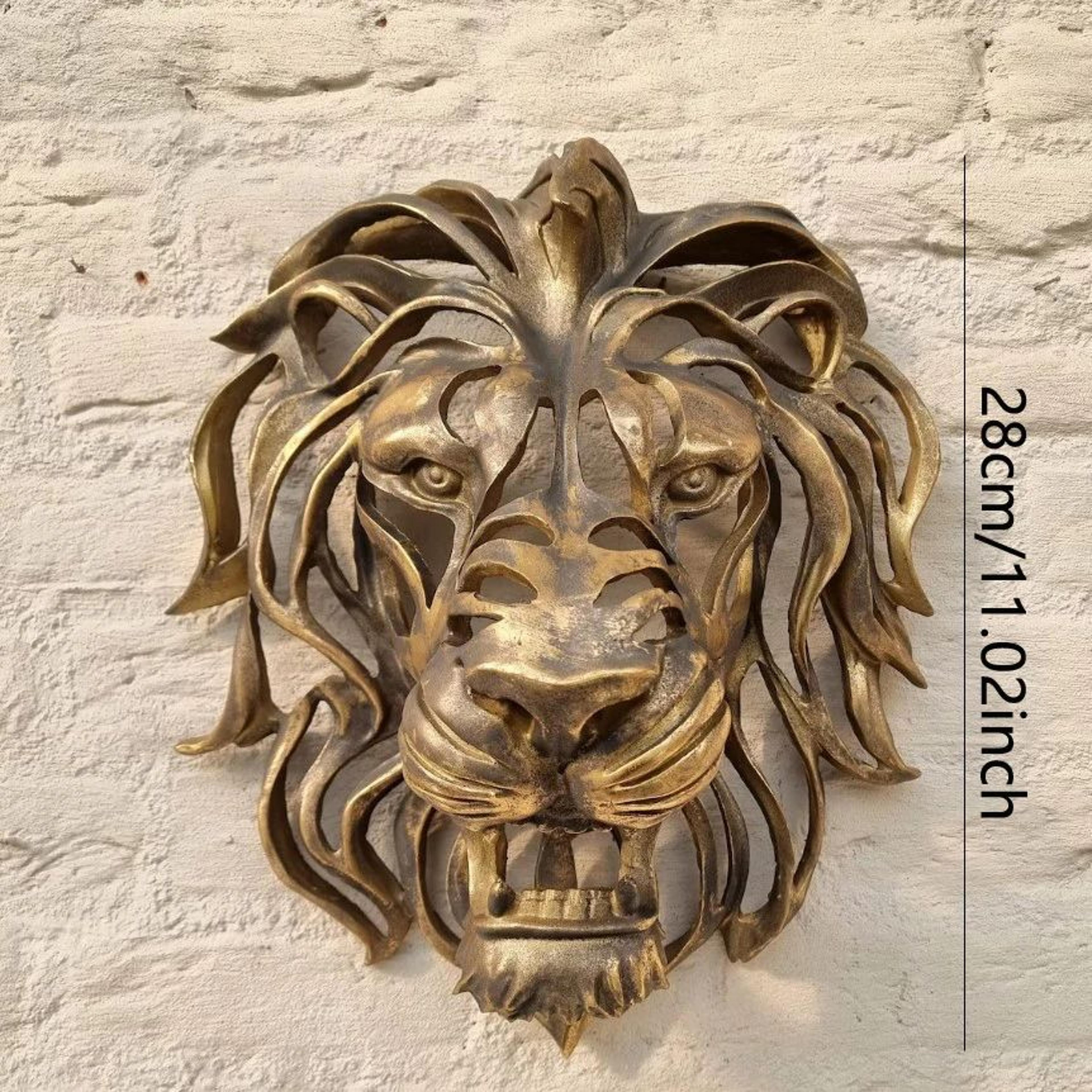 Luxury Gold Lion Head Wall Sculpture Decor 6